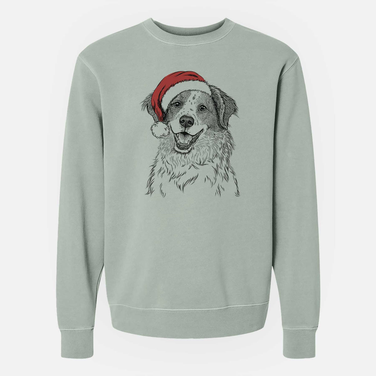 Santa Sophie the Brittany Beagle Mix - Unisex Pigment Dyed Crew Sweatshirt