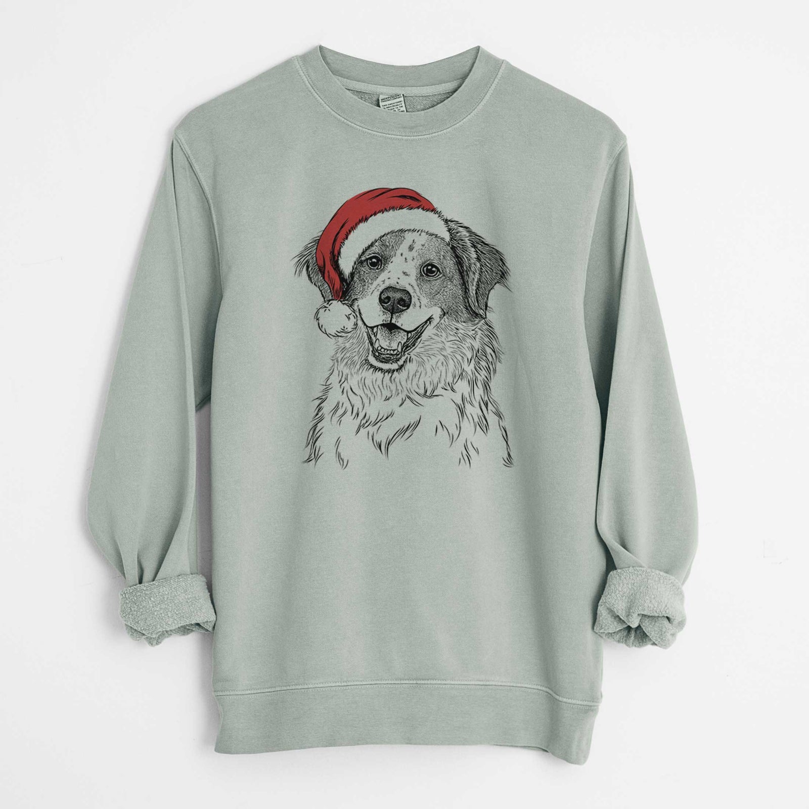 Santa Sophie the Brittany Beagle Mix - Unisex Pigment Dyed Crew Sweatshirt