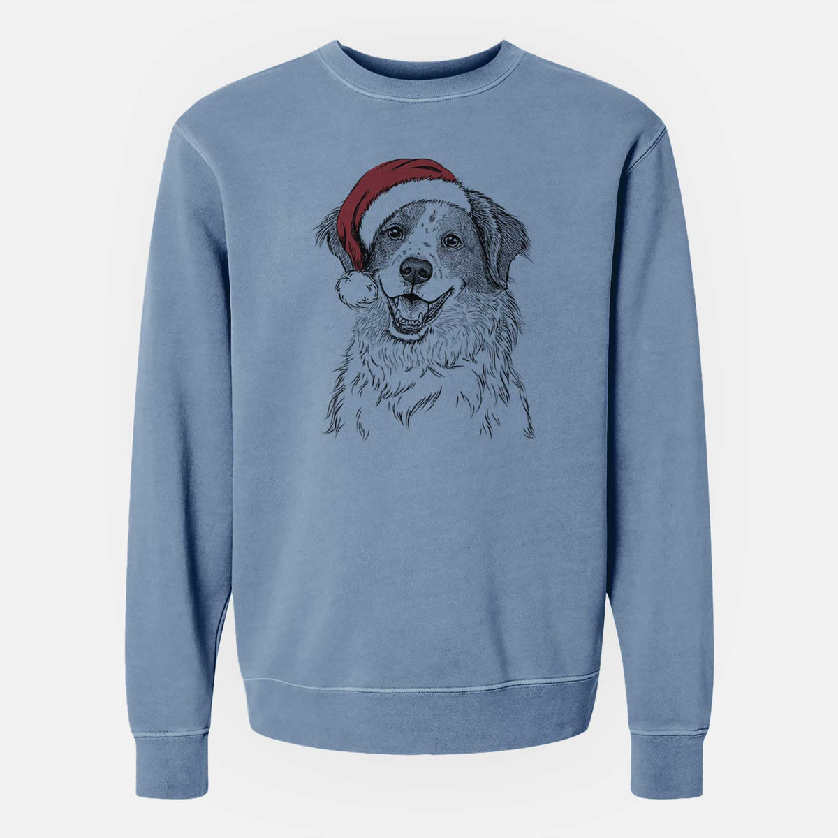 Santa Sophie the Brittany Beagle Mix - Unisex Pigment Dyed Crew Sweatshirt