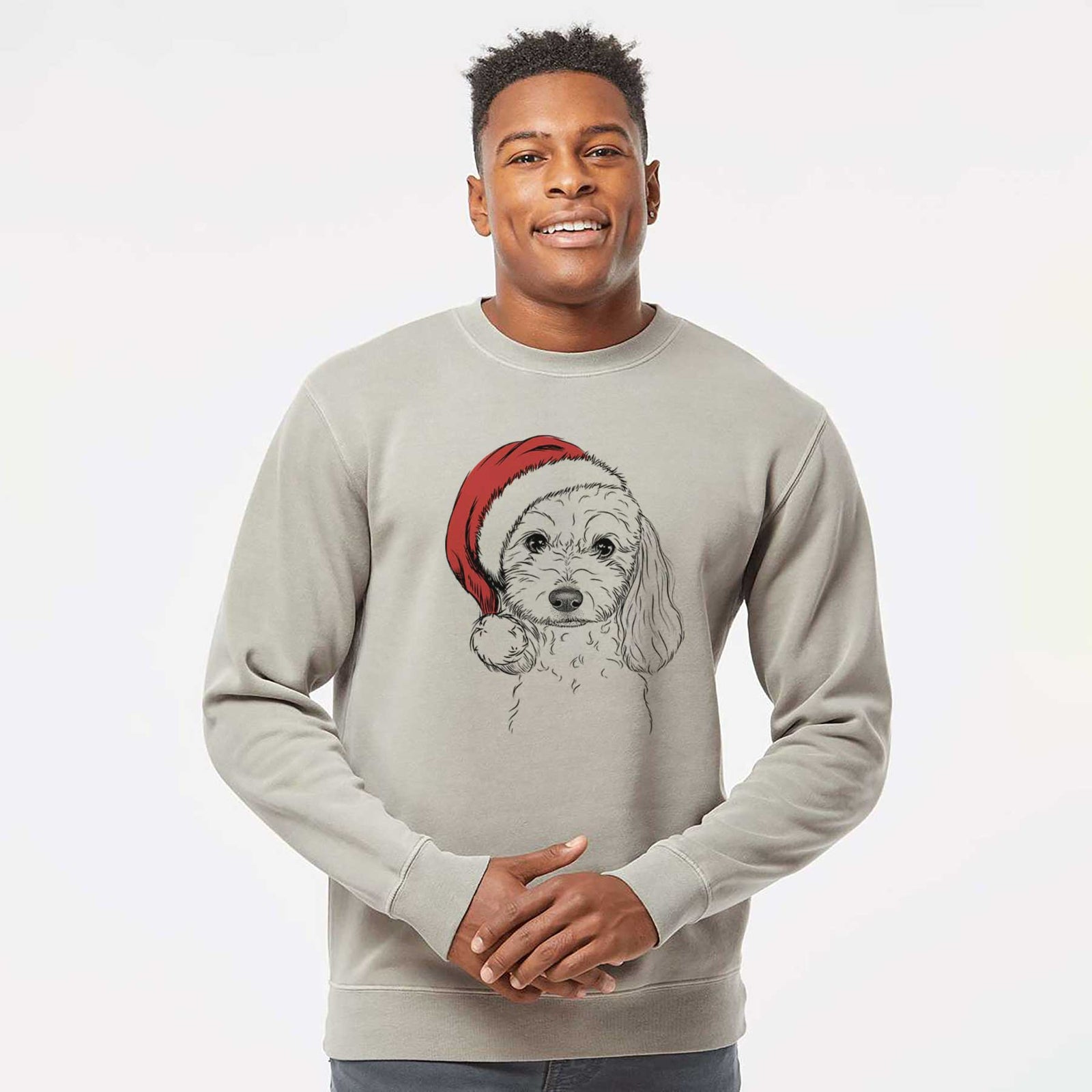 Santa Sophie the Coton de Tulear - Unisex Pigment Dyed Crew Sweatshirt