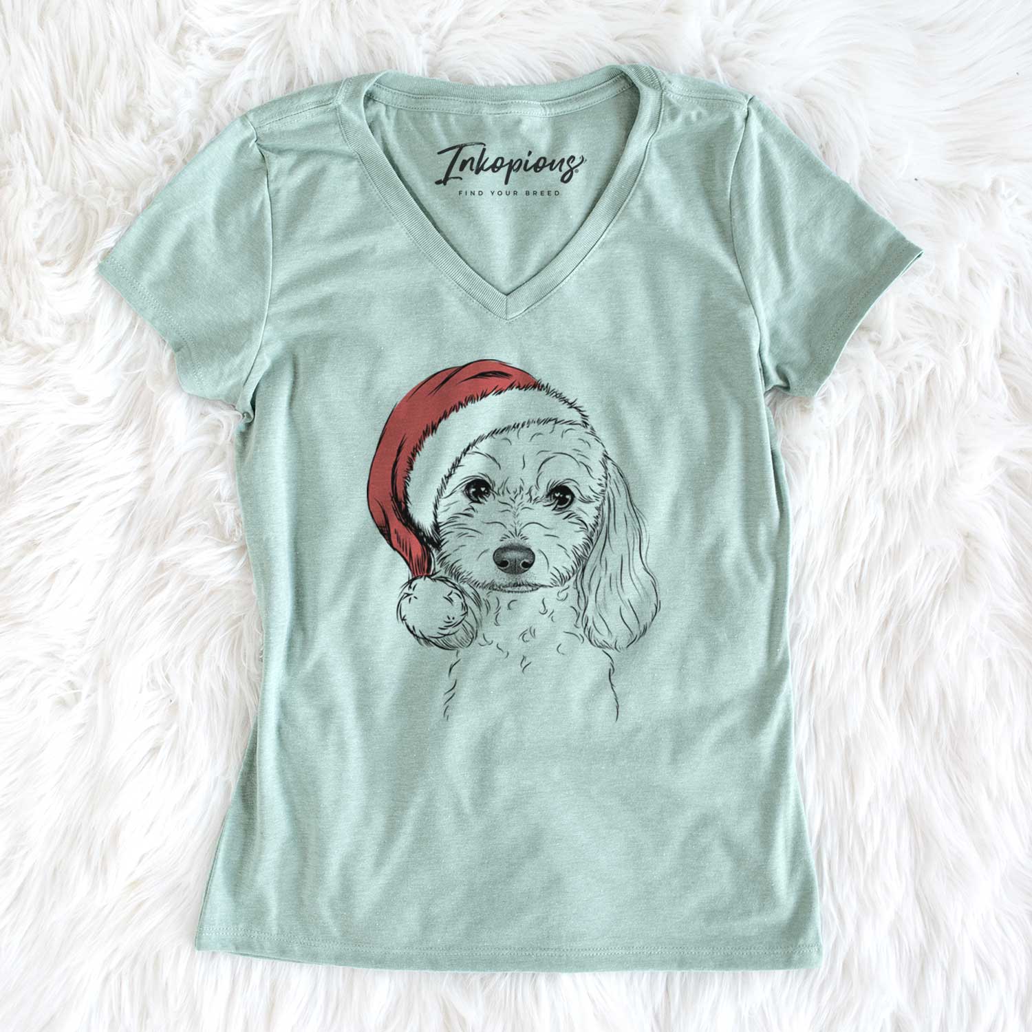 Santa Sophie the Coton de Tulear - Women's V-neck Shirt