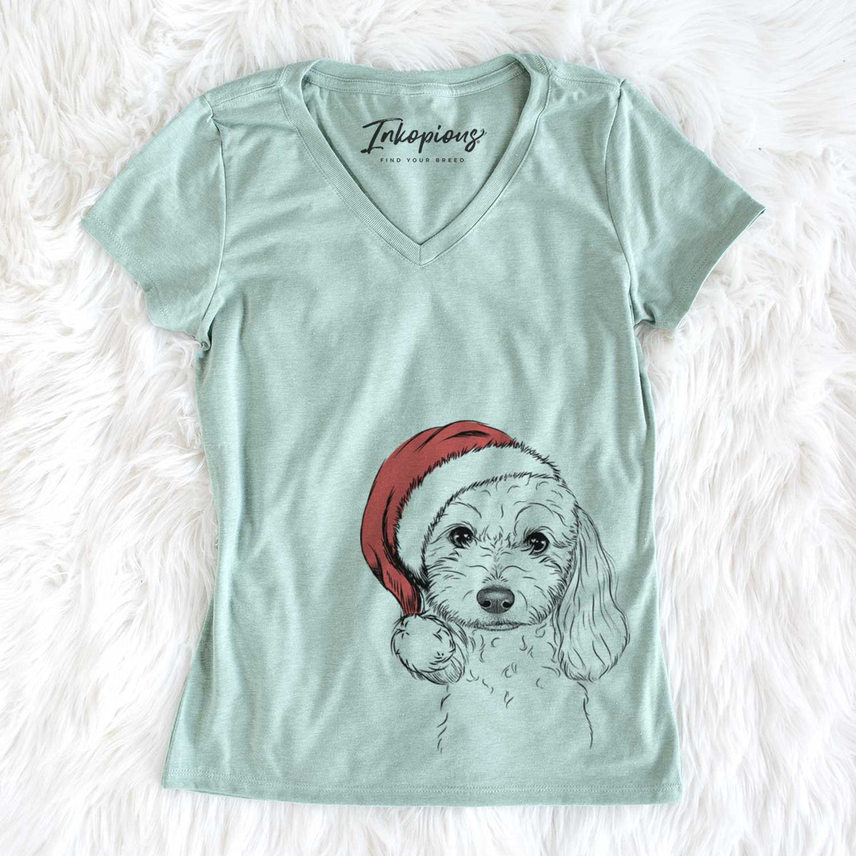 Santa Sophie the Coton de Tulear - Women's V-neck Shirt