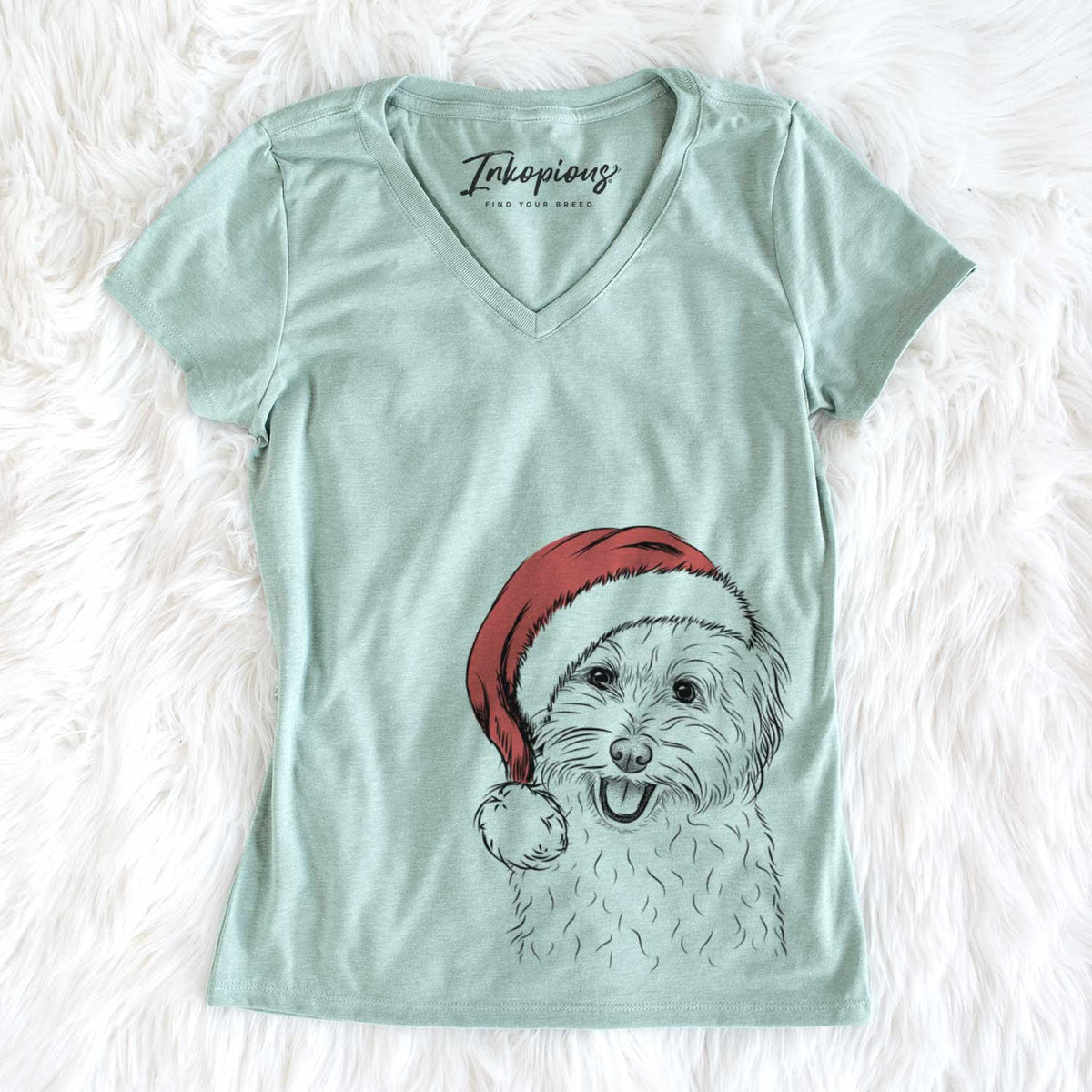 Santa Sophie Quinn the Havanese - Women&#39;s V-neck Shirt