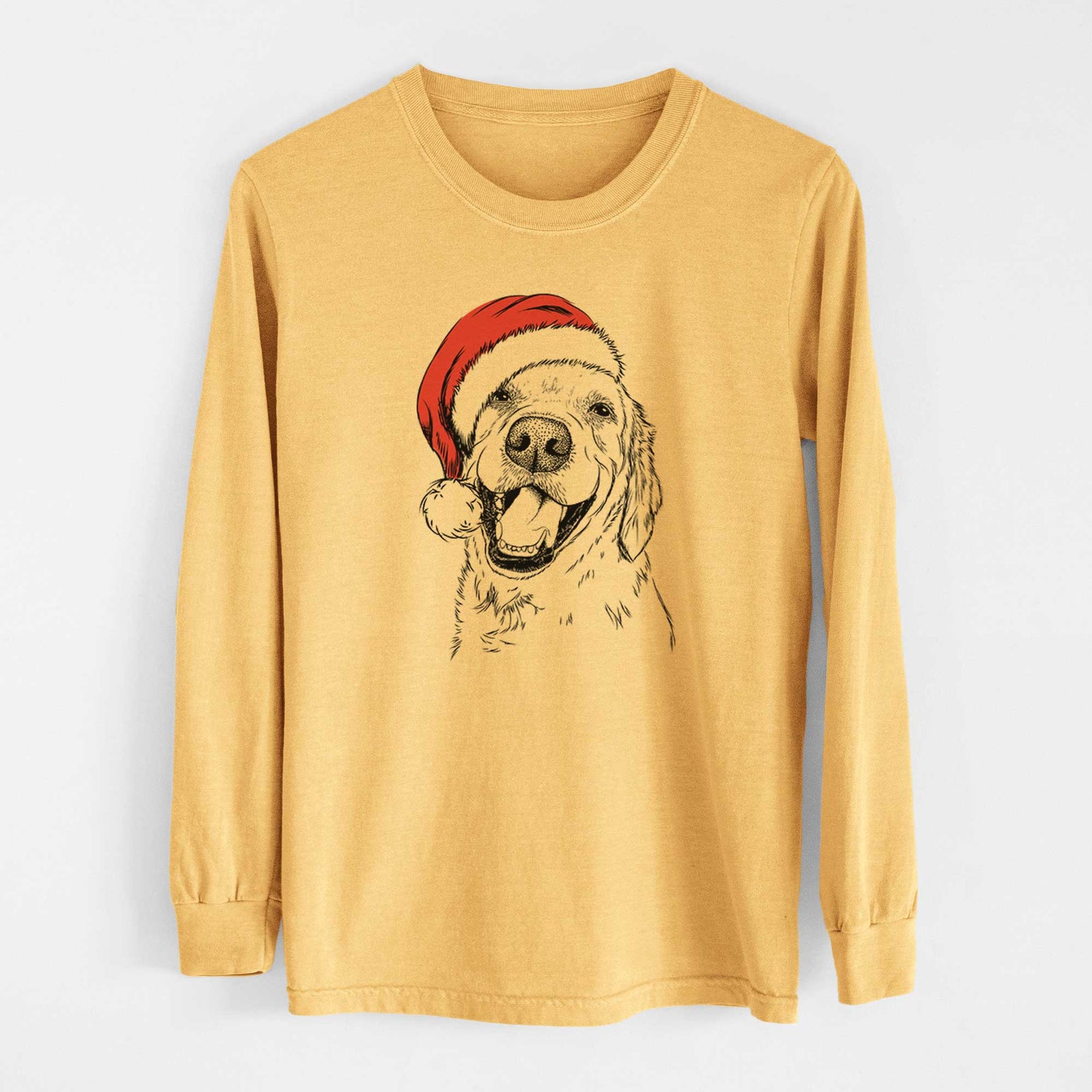 Santa Spanky the Golden Retriever - Heavyweight 100% Cotton Long Sleeve