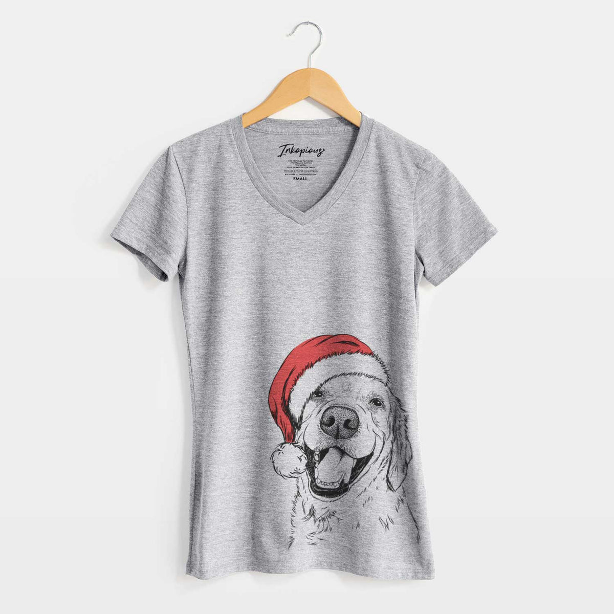 Santa Spanky the Golden Retriever - Women's V-neck Shirt