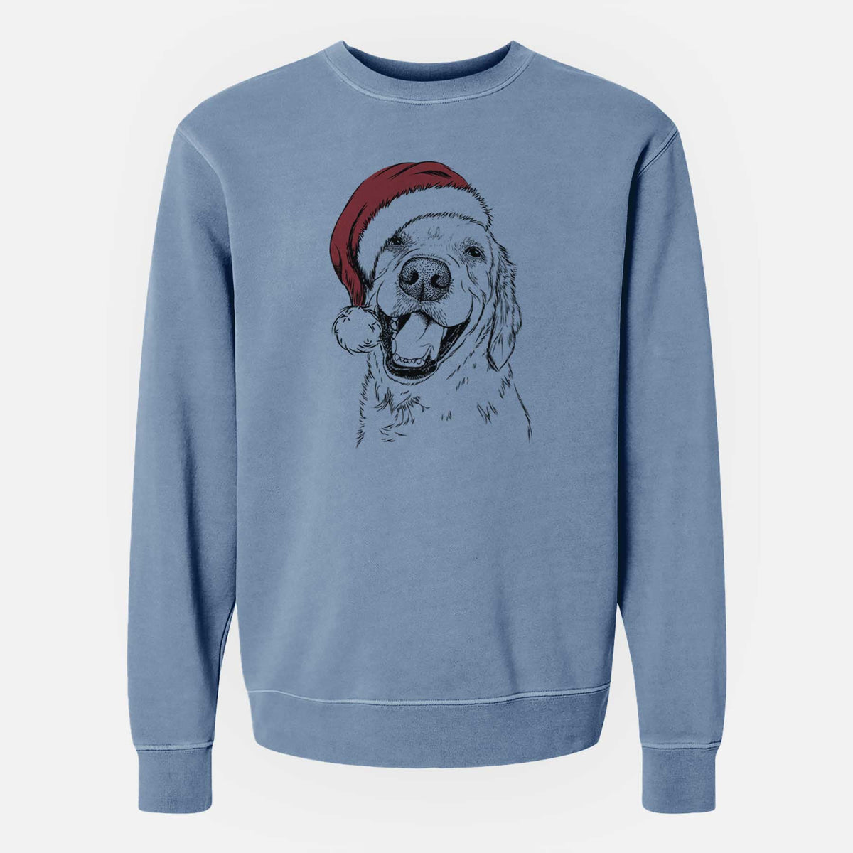 Santa Spanky the Golden Retriever - Unisex Pigment Dyed Crew Sweatshirt