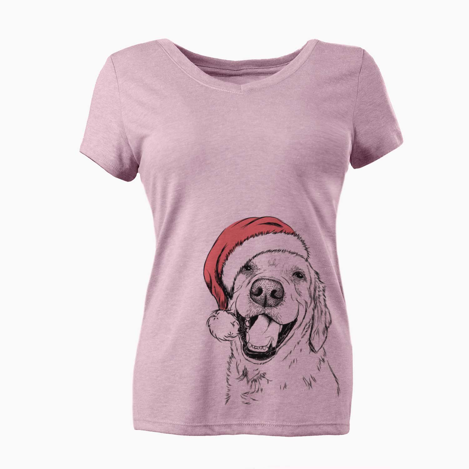 Santa Spanky the Golden Retriever - Women's V-neck Shirt