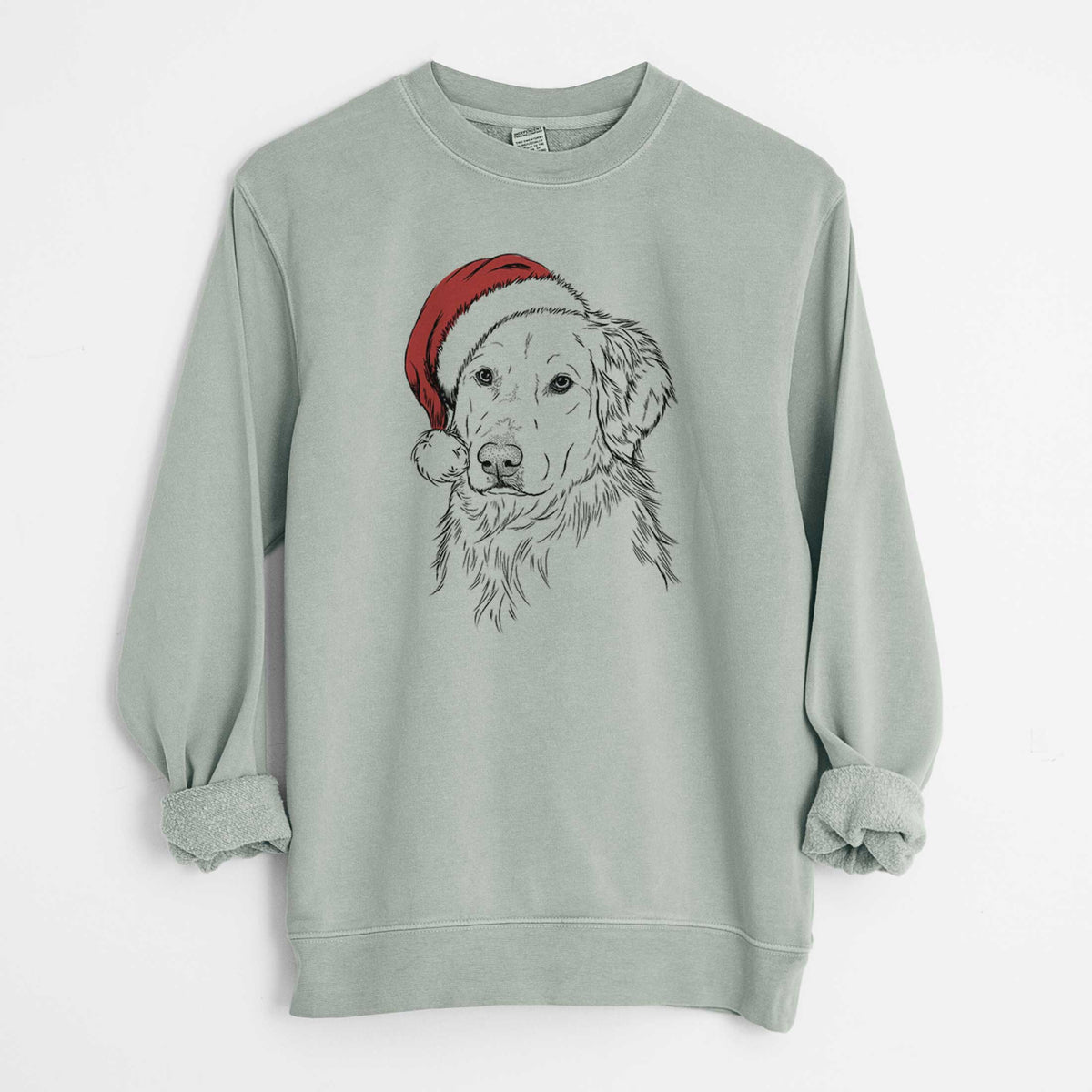 Santa Spencer the Golden Retriever - Unisex Pigment Dyed Crew Sweatshirt