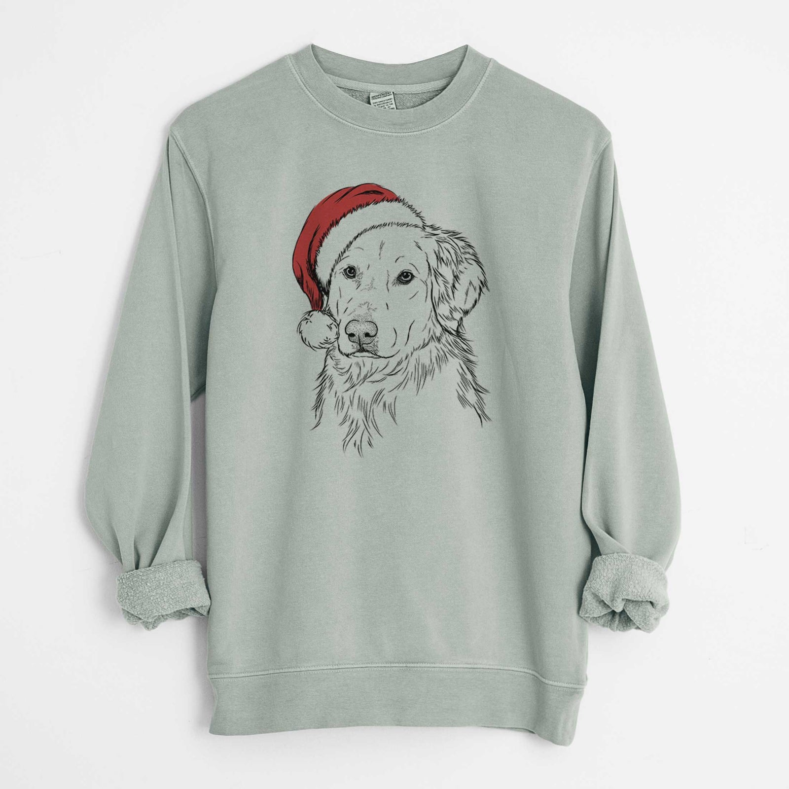Santa Spencer the Golden Retriever - Unisex Pigment Dyed Crew Sweatshirt