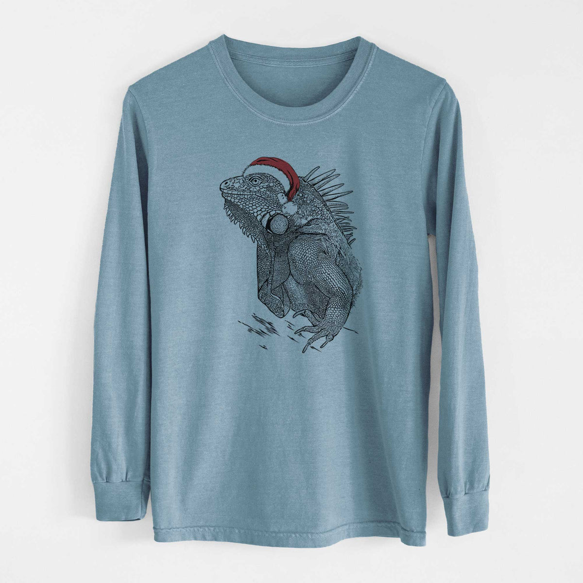 Santa Spike the Iguana - Heavyweight 100% Cotton Long Sleeve