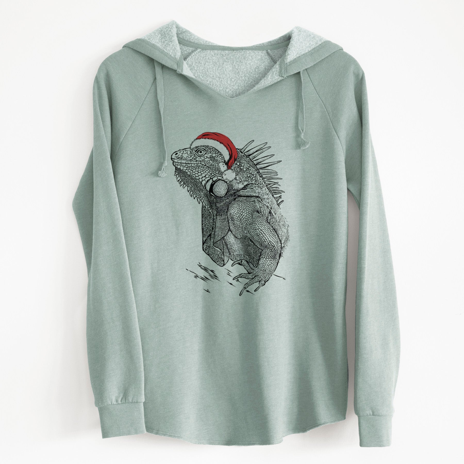 Santa Spike the Iguana - Cali Wave Hooded Sweatshirt