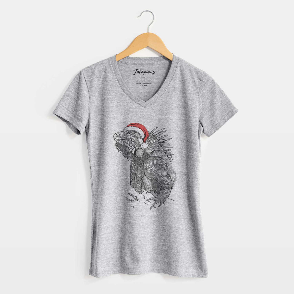 Santa Spike the Iguana - Women's V-neck Shirt