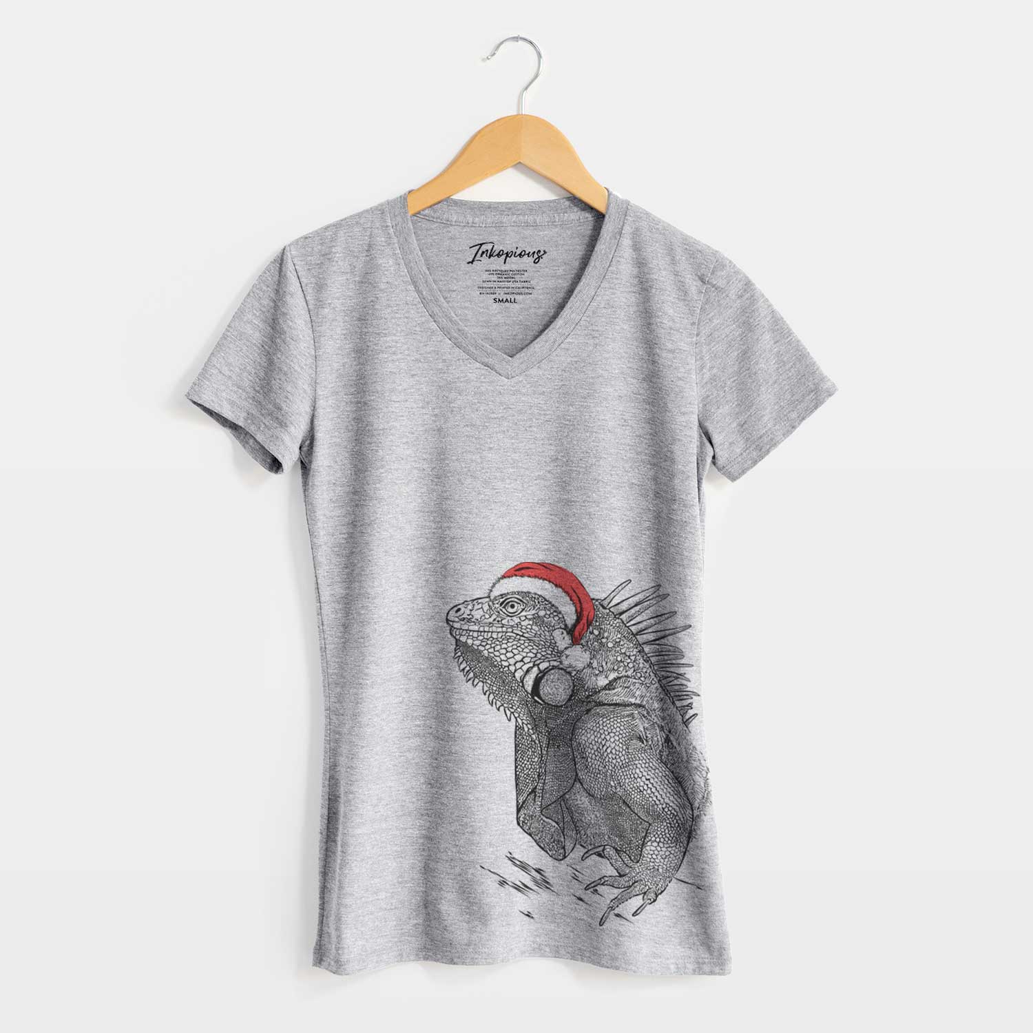 Santa Spike the Iguana - Women's V-neck Shirt