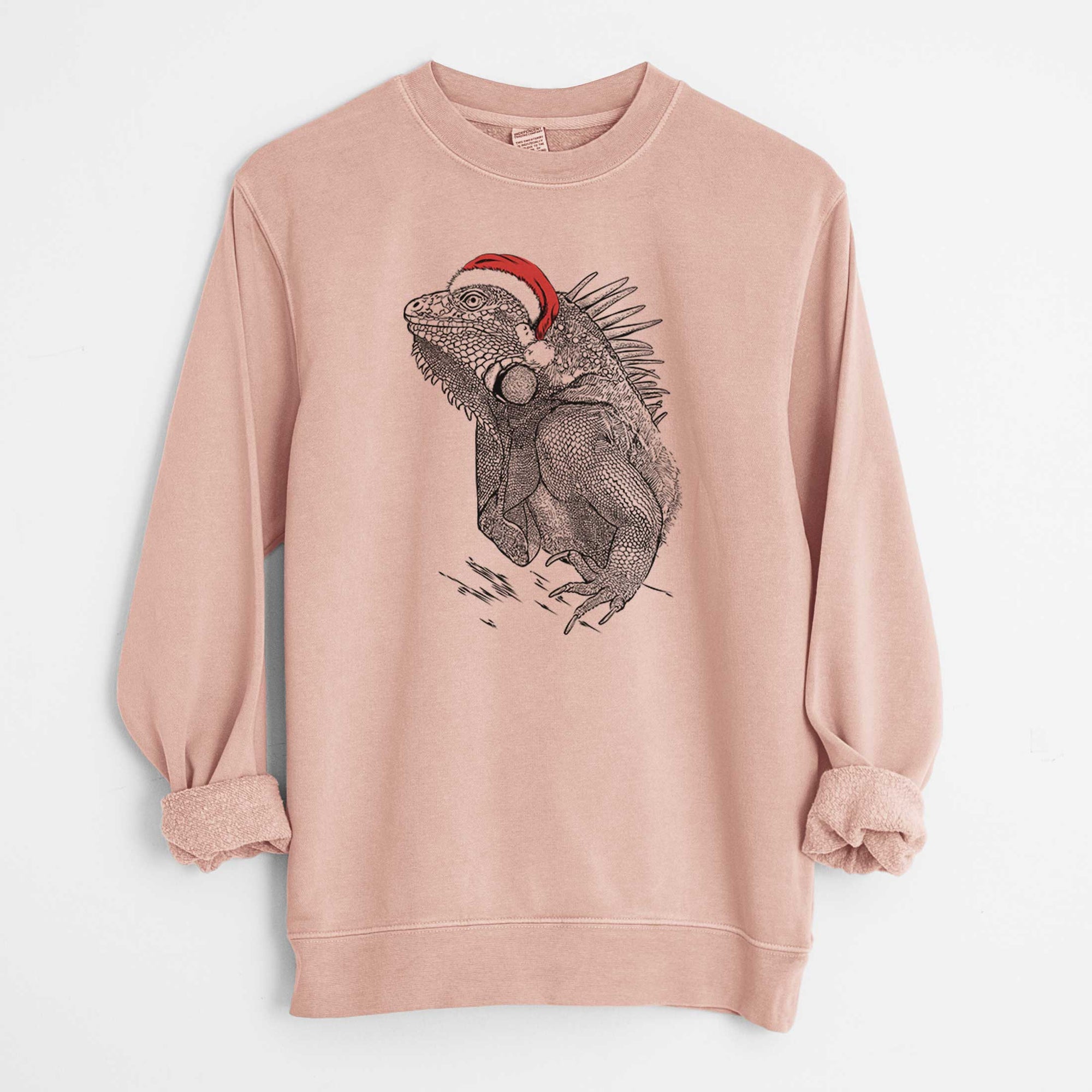 Santa Spike the Iguana - Unisex Pigment Dyed Crew Sweatshirt