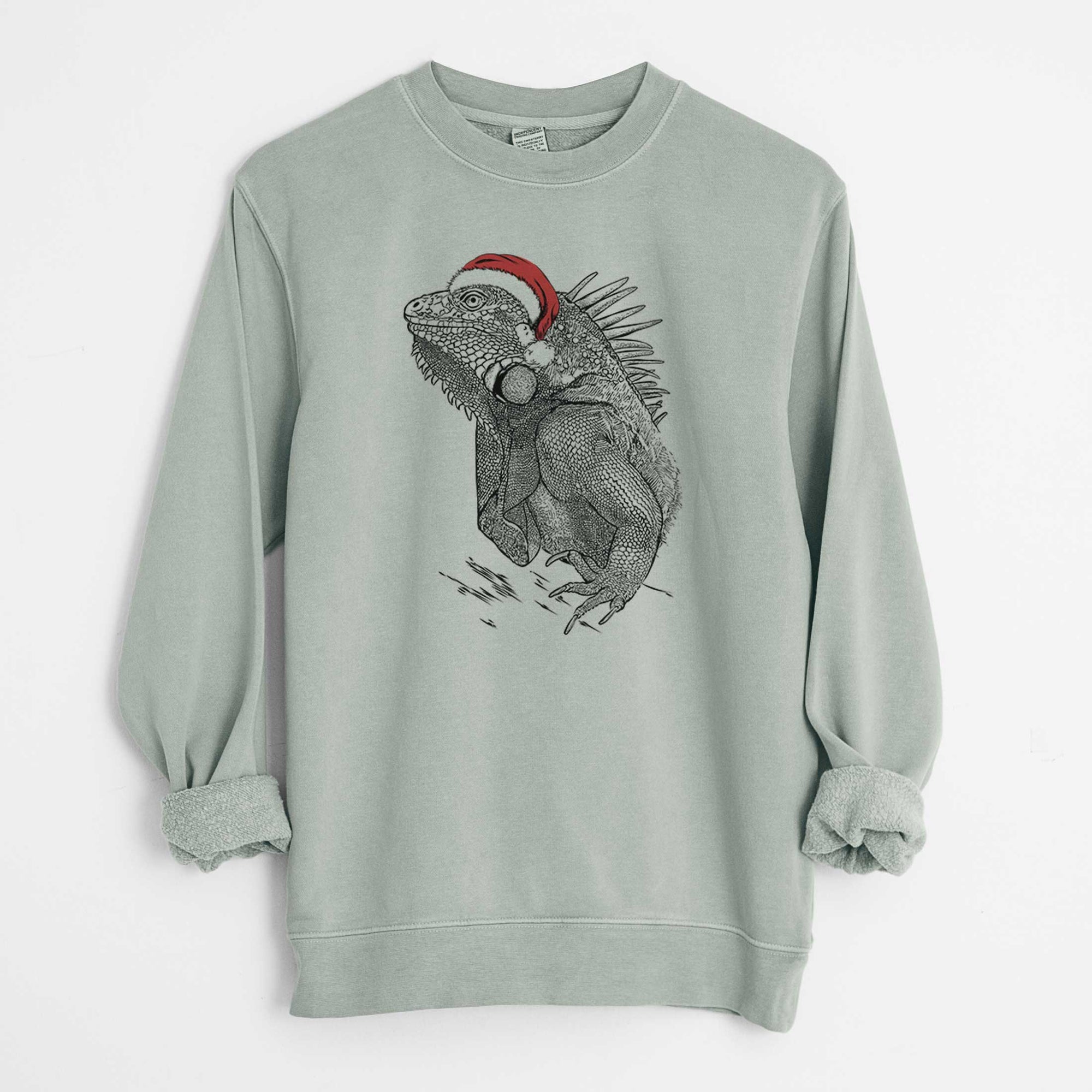 Santa Spike the Iguana - Unisex Pigment Dyed Crew Sweatshirt