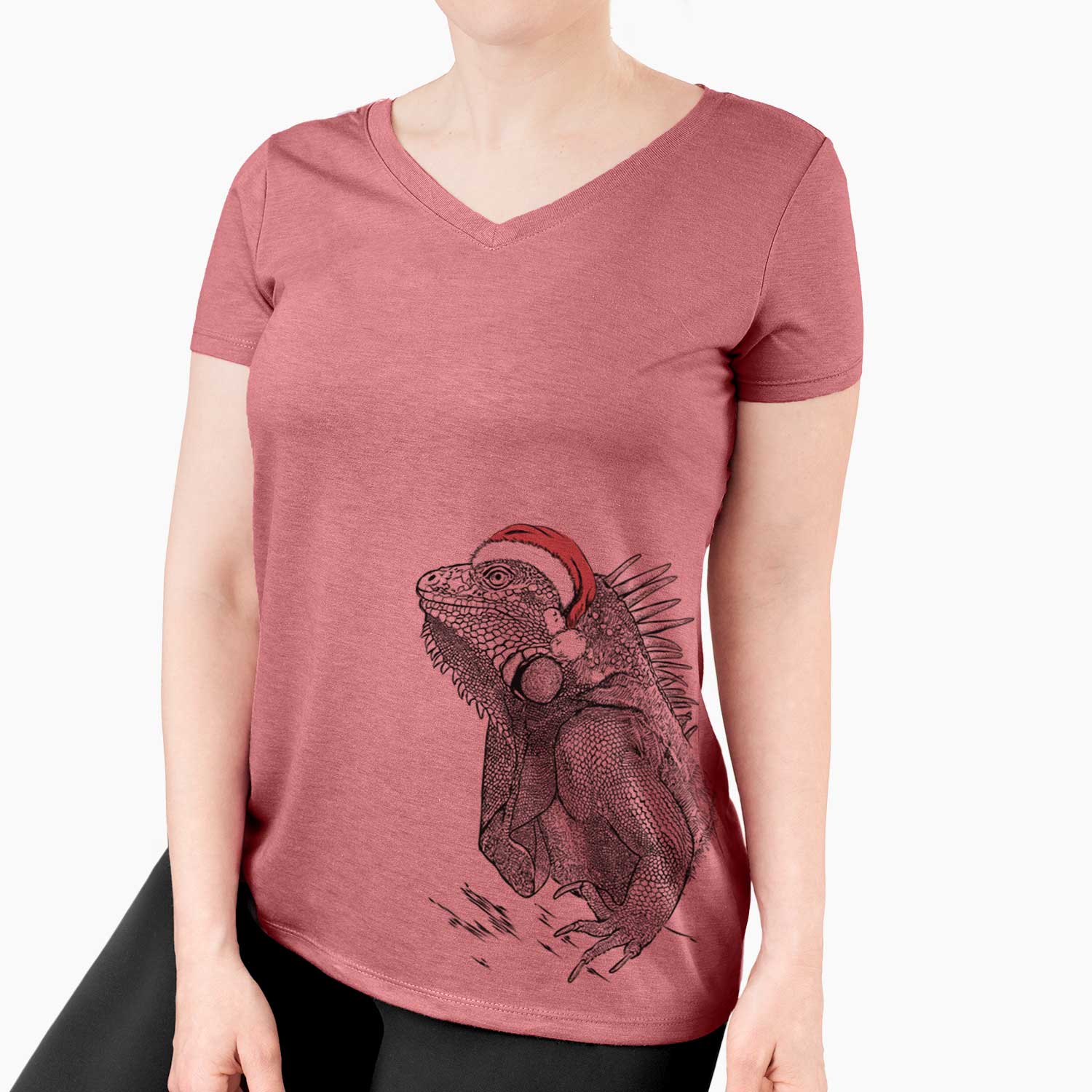 Santa Spike the Iguana - Women's V-neck Shirt
