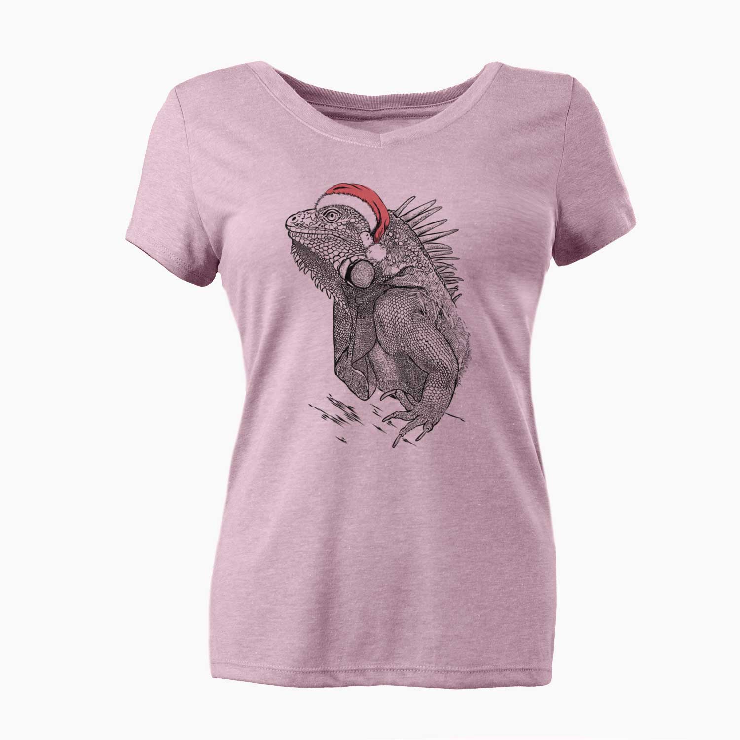 Santa Spike the Iguana - Women's V-neck Shirt