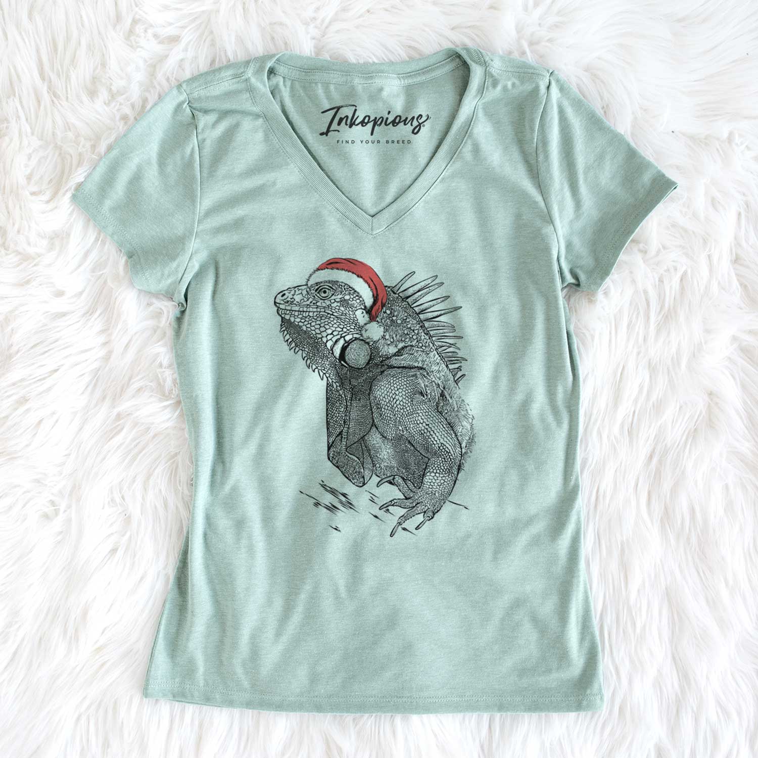 Santa Spike the Iguana - Women's V-neck Shirt