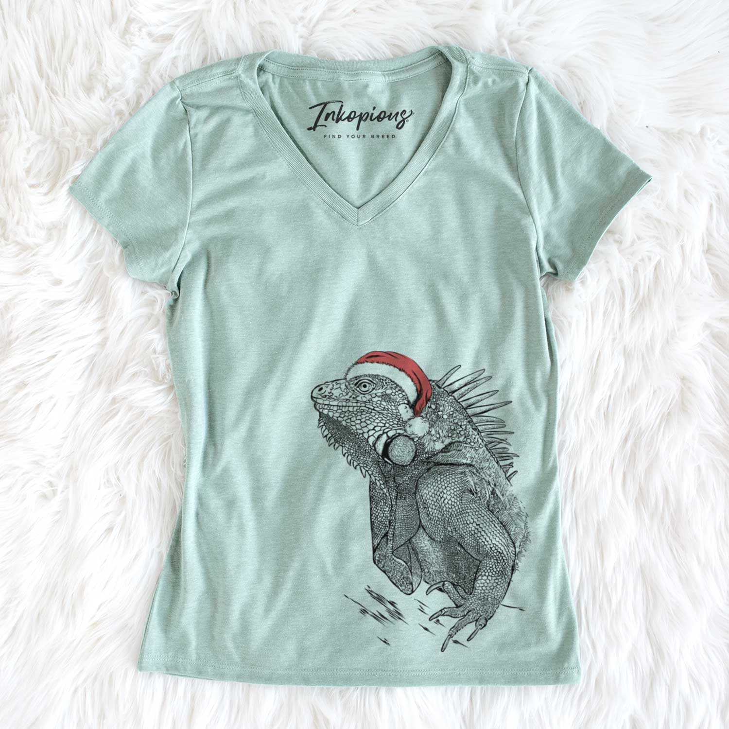 Santa Spike the Iguana - Women's V-neck Shirt
