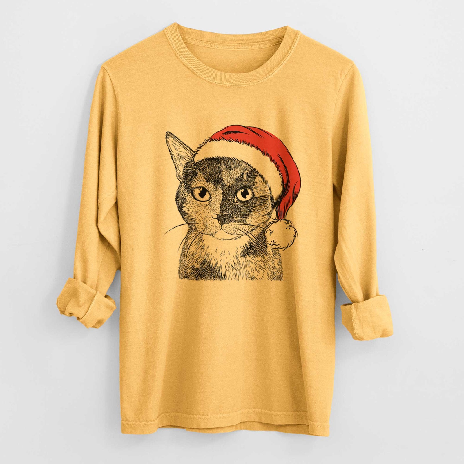 Santa Spooky Kitty the Tortoiseshell Cat - Heavyweight 100% Cotton Long Sleeve