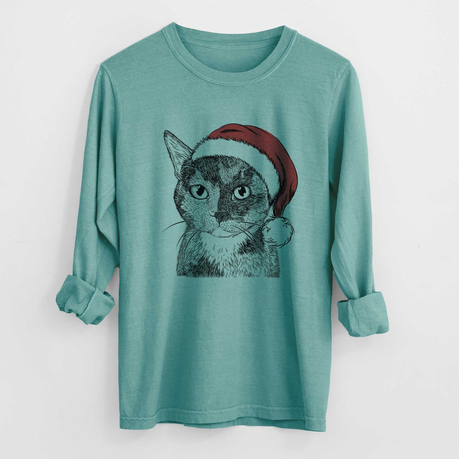 Santa Spooky Kitty the Tortoiseshell Cat - Heavyweight 100% Cotton Long Sleeve