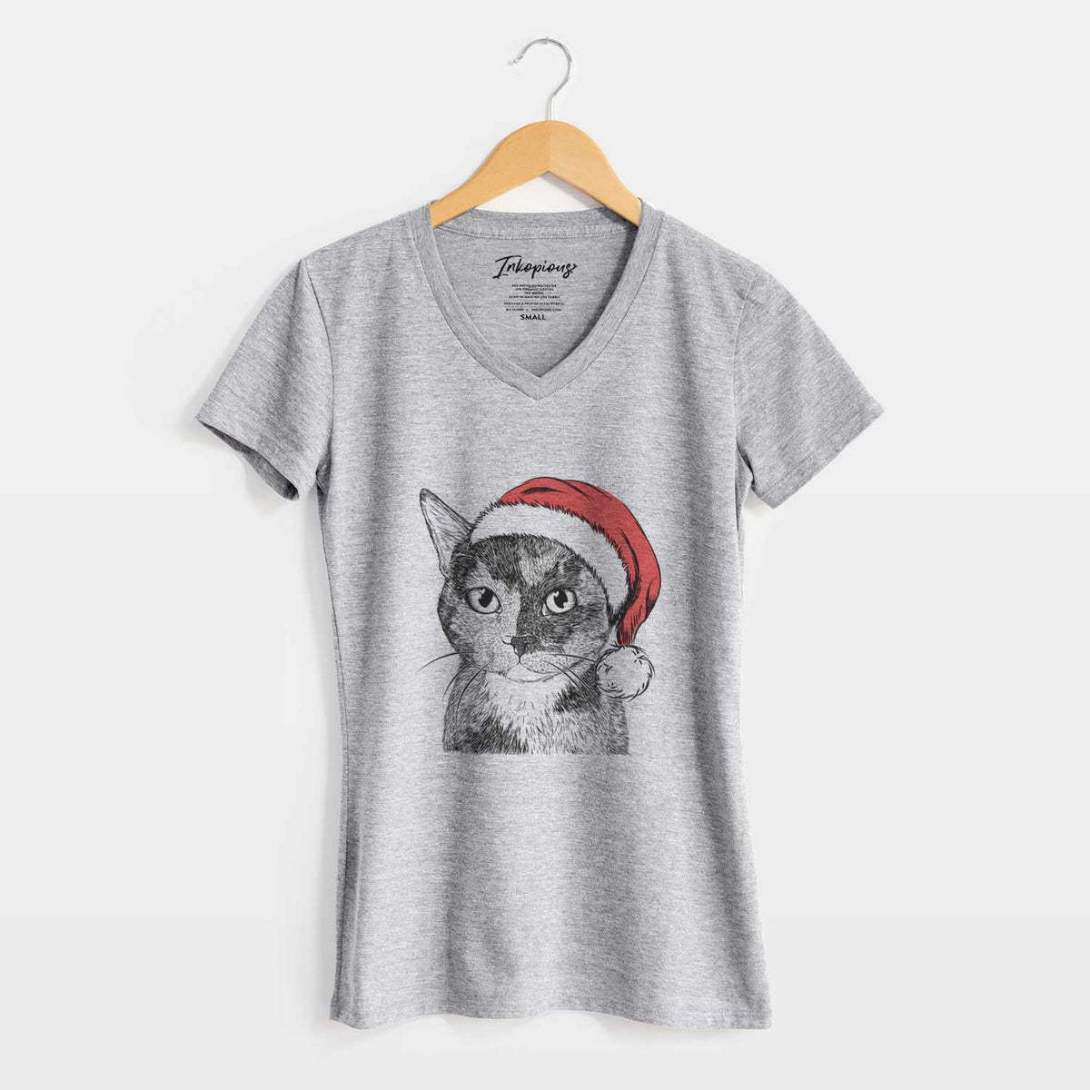 Santa Spooky Kitty the Tortoiseshell Cat - Women's V-neck Shirt