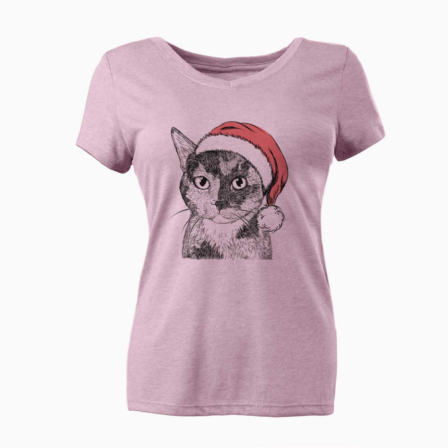 Santa Spooky Kitty the Tortoiseshell Cat - Women's V-neck Shirt