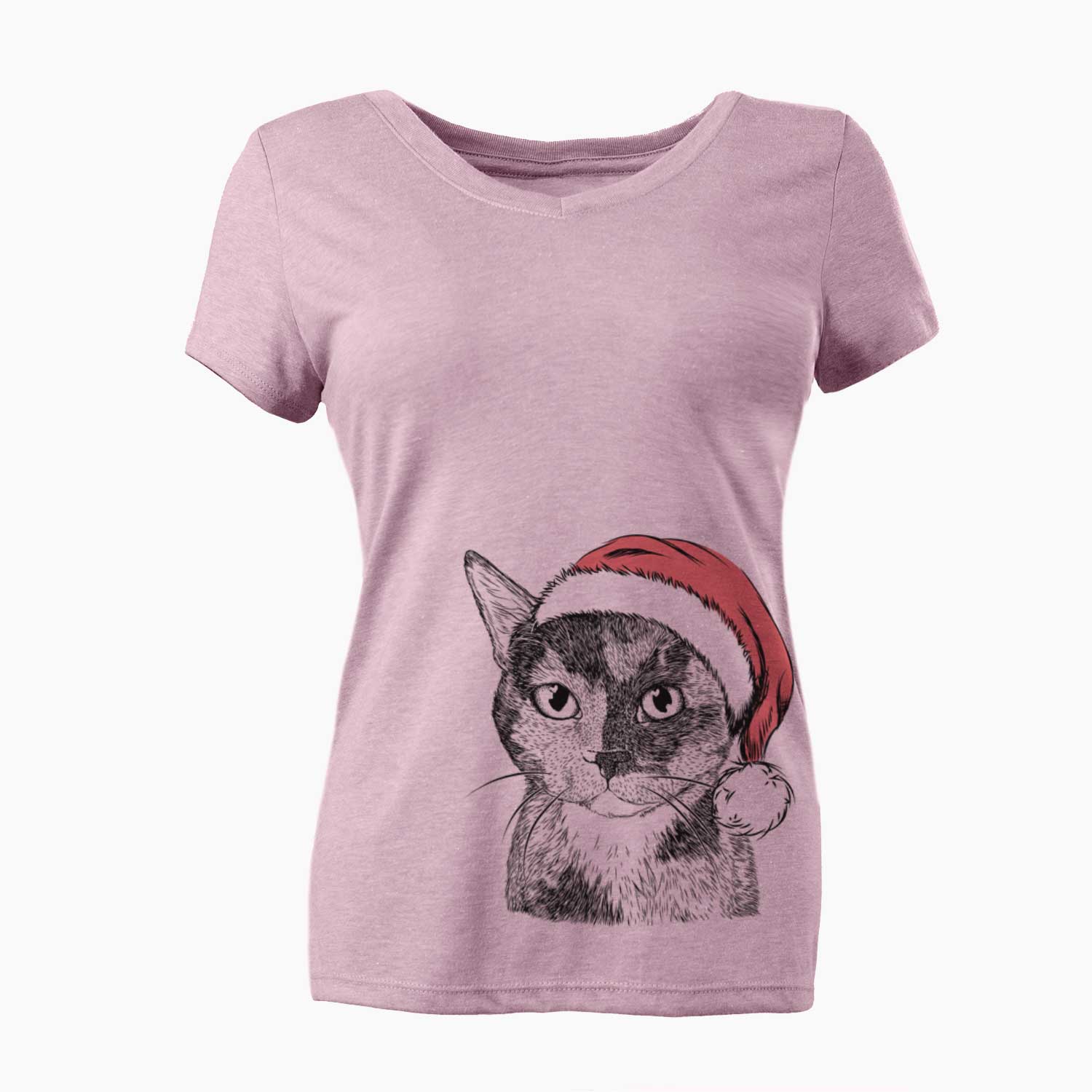 Santa Spooky Kitty the Tortoiseshell Cat - Women's V-neck Shirt