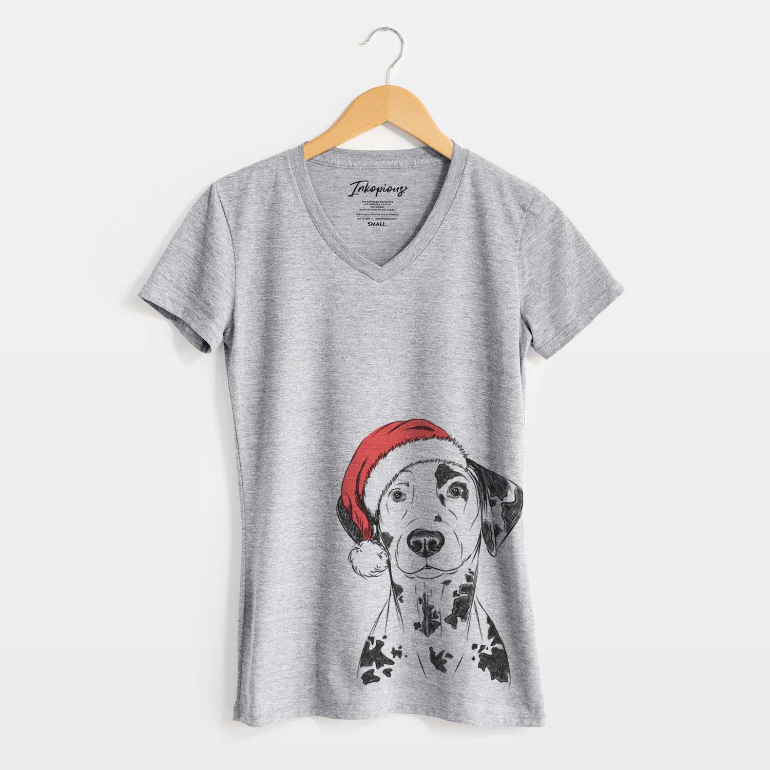 Santa Spot the Dalmatian - Women's V-neck Shirt