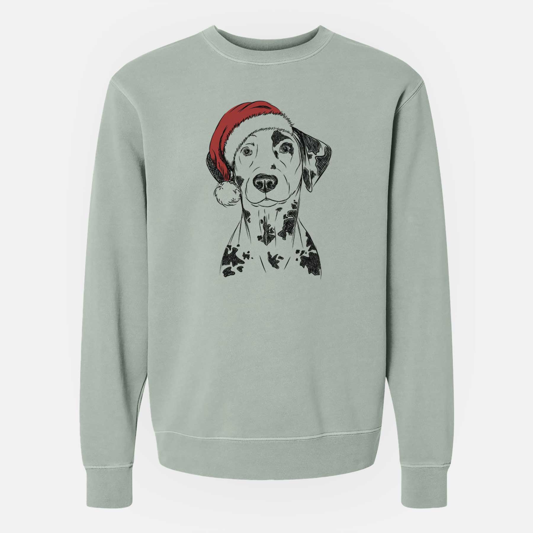 Santa Spot the Dalmatian - Unisex Pigment Dyed Crew Sweatshirt