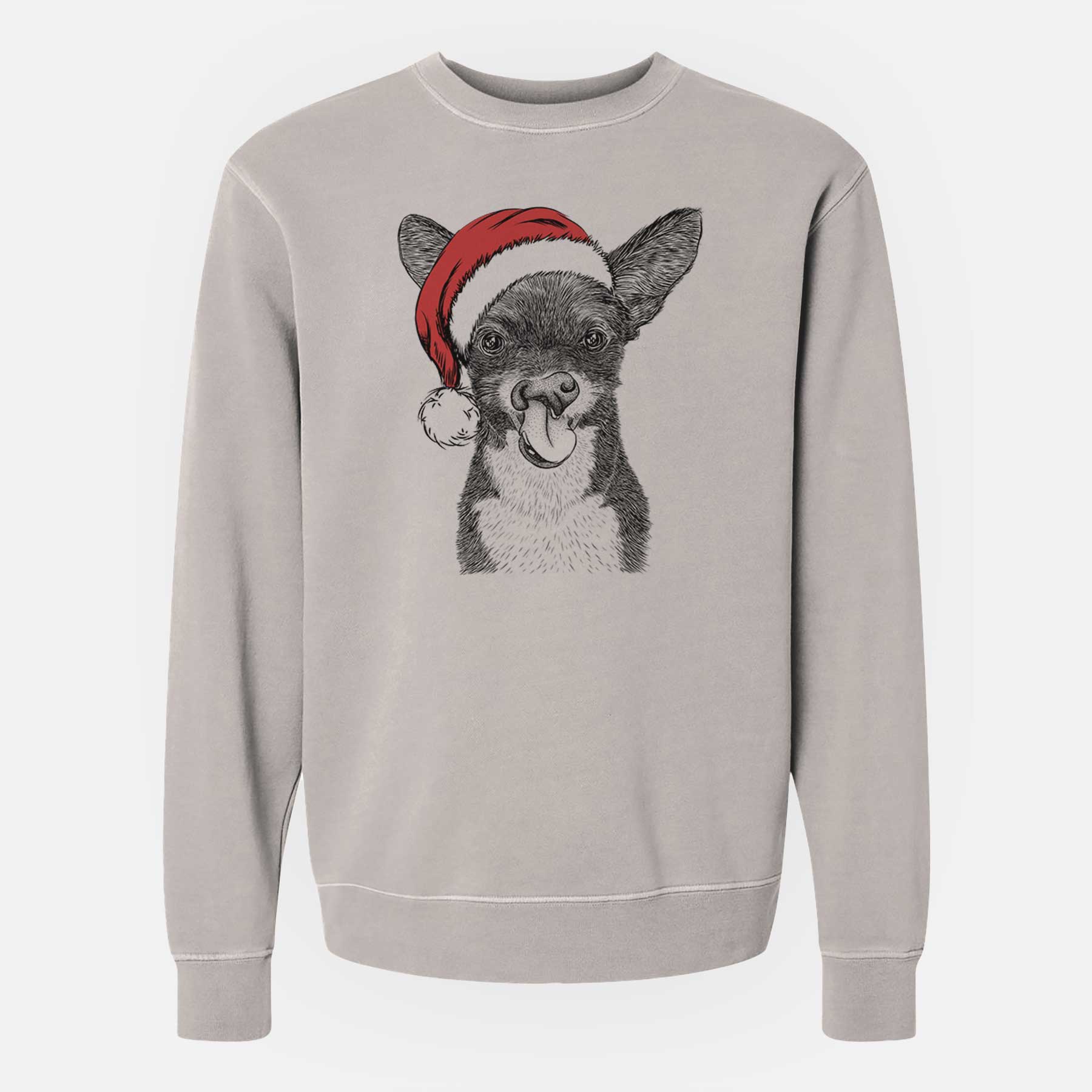 Santa Sprout the Chihuahua Mix - Unisex Pigment Dyed Crew Sweatshirt