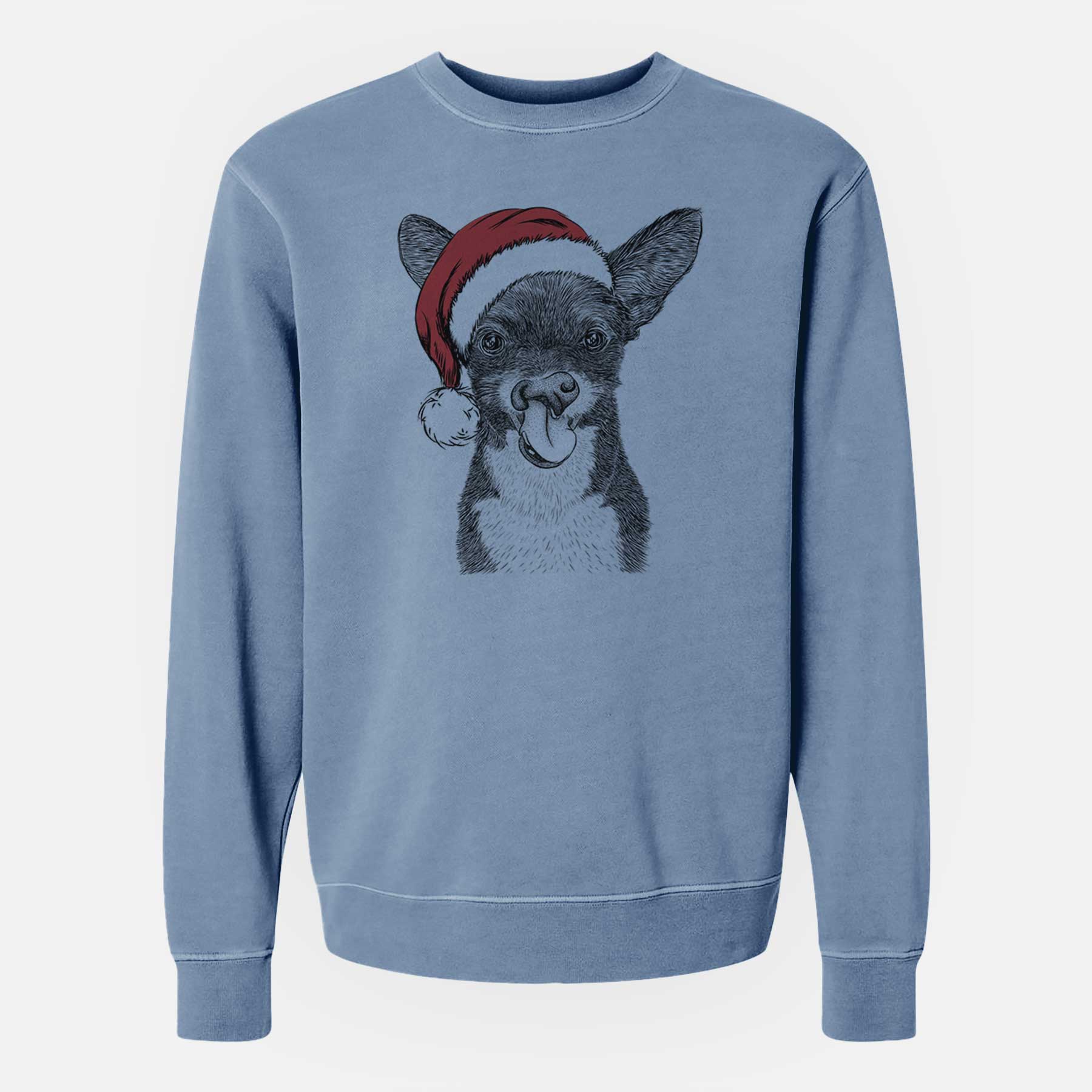 Santa Sprout the Chihuahua Mix - Unisex Pigment Dyed Crew Sweatshirt