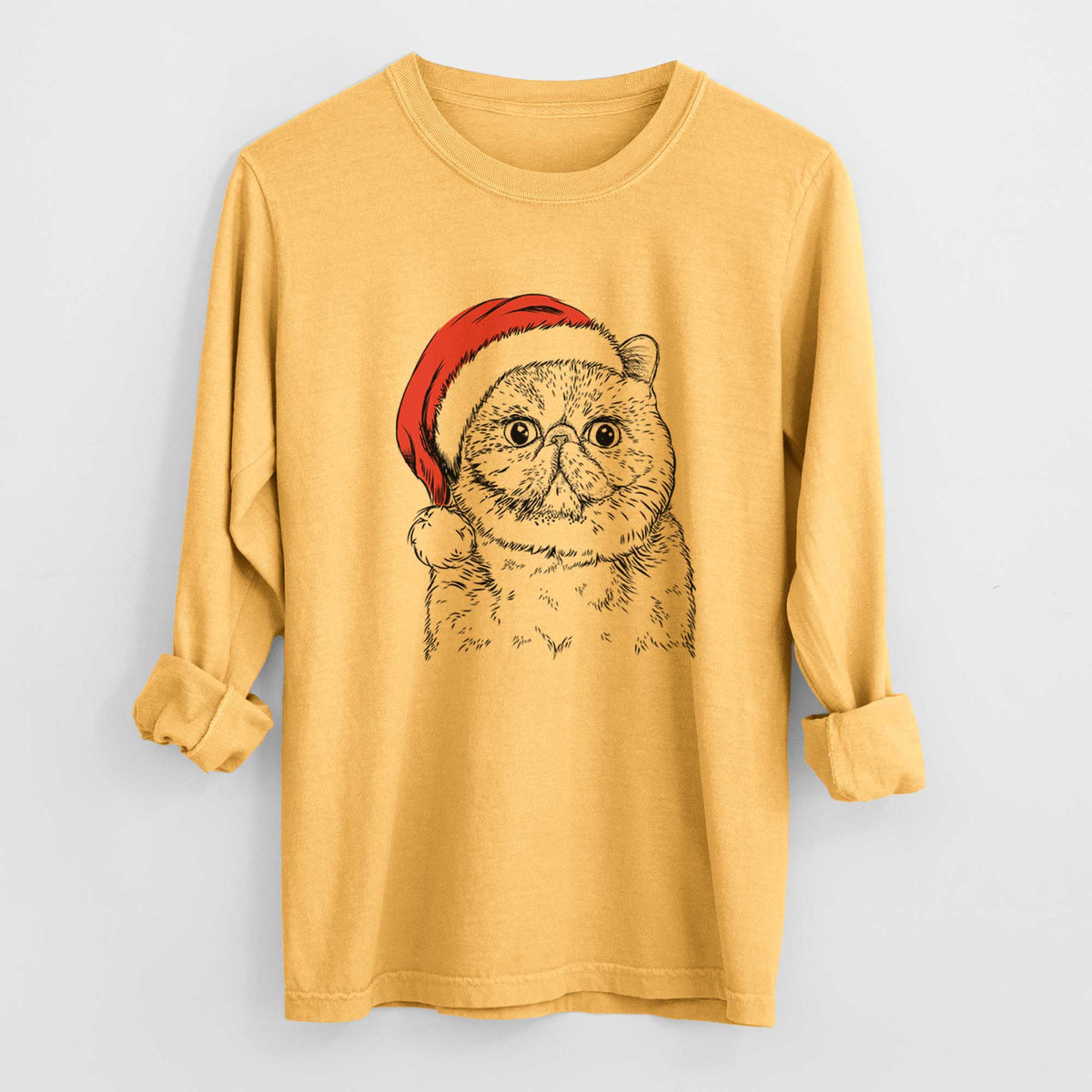 Santa Squish the Exotic Shorthair Cat - Heavyweight 100% Cotton Long Sleeve