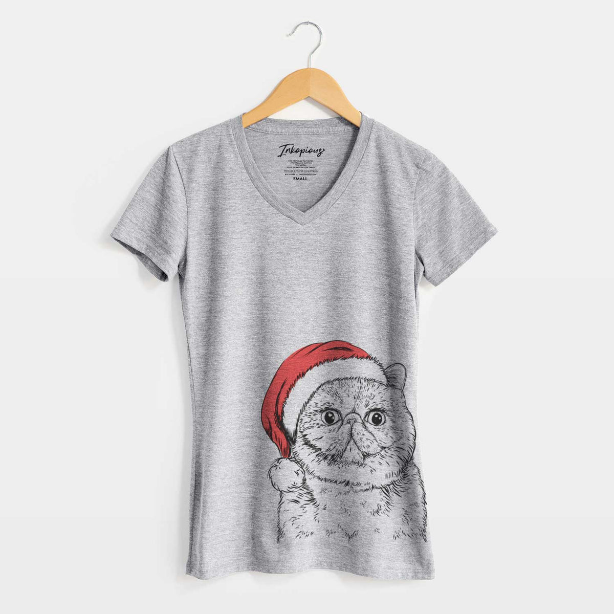 Santa Squish the Exotic Shorthair Cat - Women's V-neck Shirt