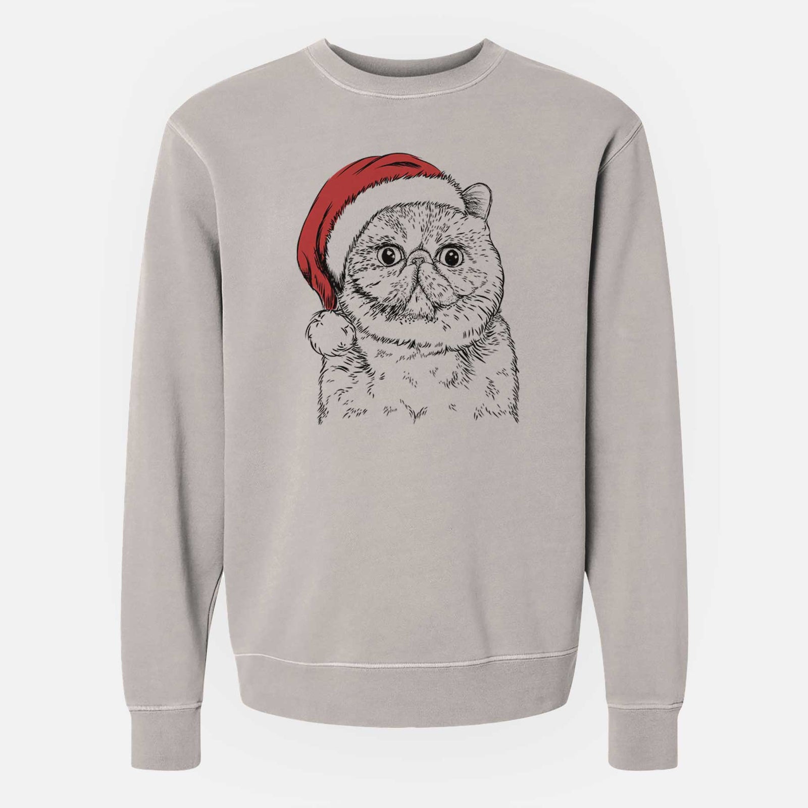 Santa Squish the Exotic Shorthair Cat - Unisex Pigment Dyed Crew Sweatshirt