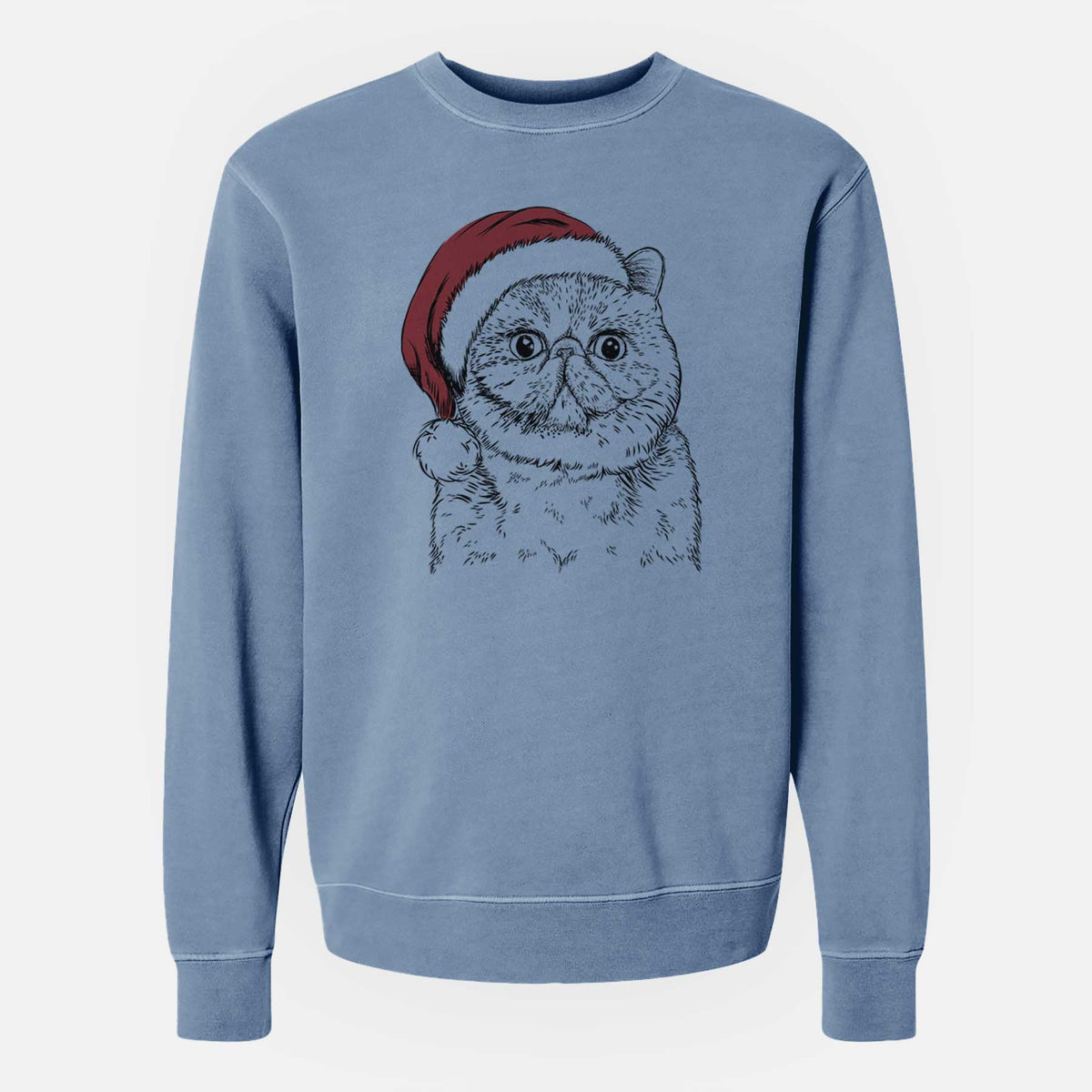 Santa Squish the Exotic Shorthair Cat - Unisex Pigment Dyed Crew Sweatshirt