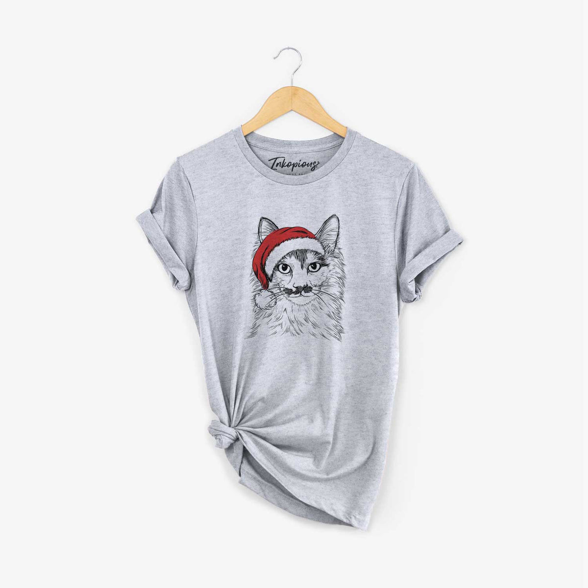 Santa Stache the Longhaired Mustard Cat - Unisex Crewneck