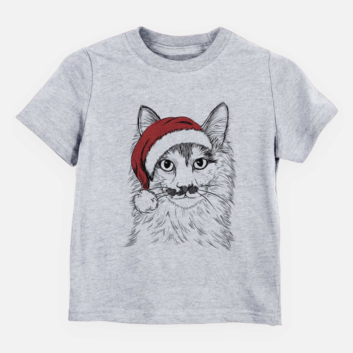 Santa Stache the Longhaired Mustard Cat - Kids/Youth/Toddler Shirt