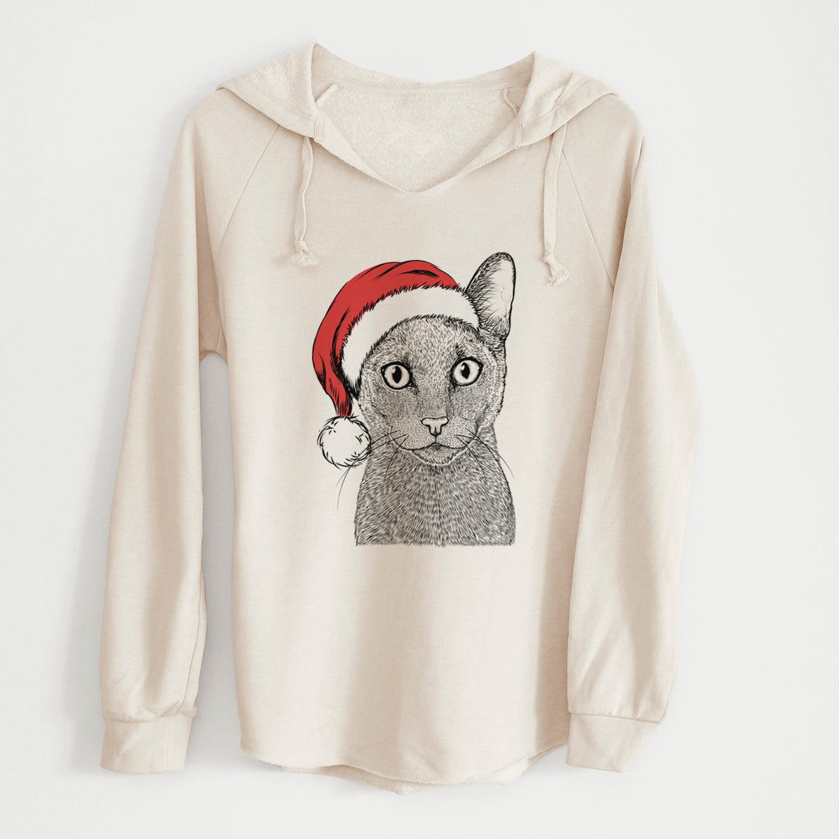 Santa Stanley the Russian Blue Cat - Cali Wave Hooded Sweatshirt