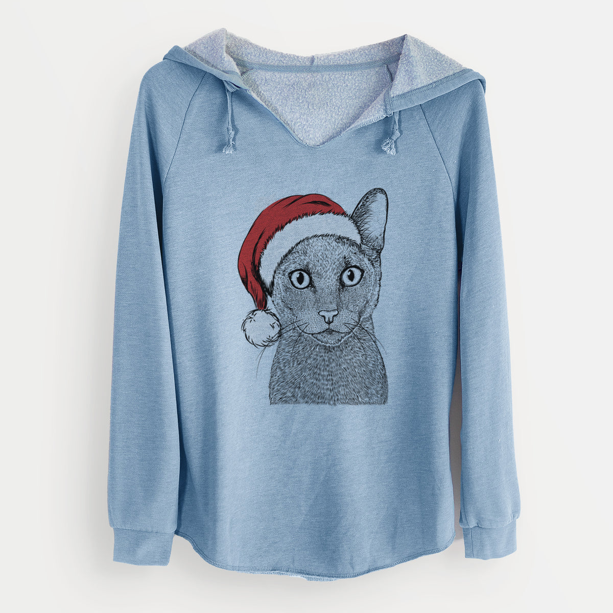 Santa Stanley the Russian Blue Cat - Cali Wave Hooded Sweatshirt