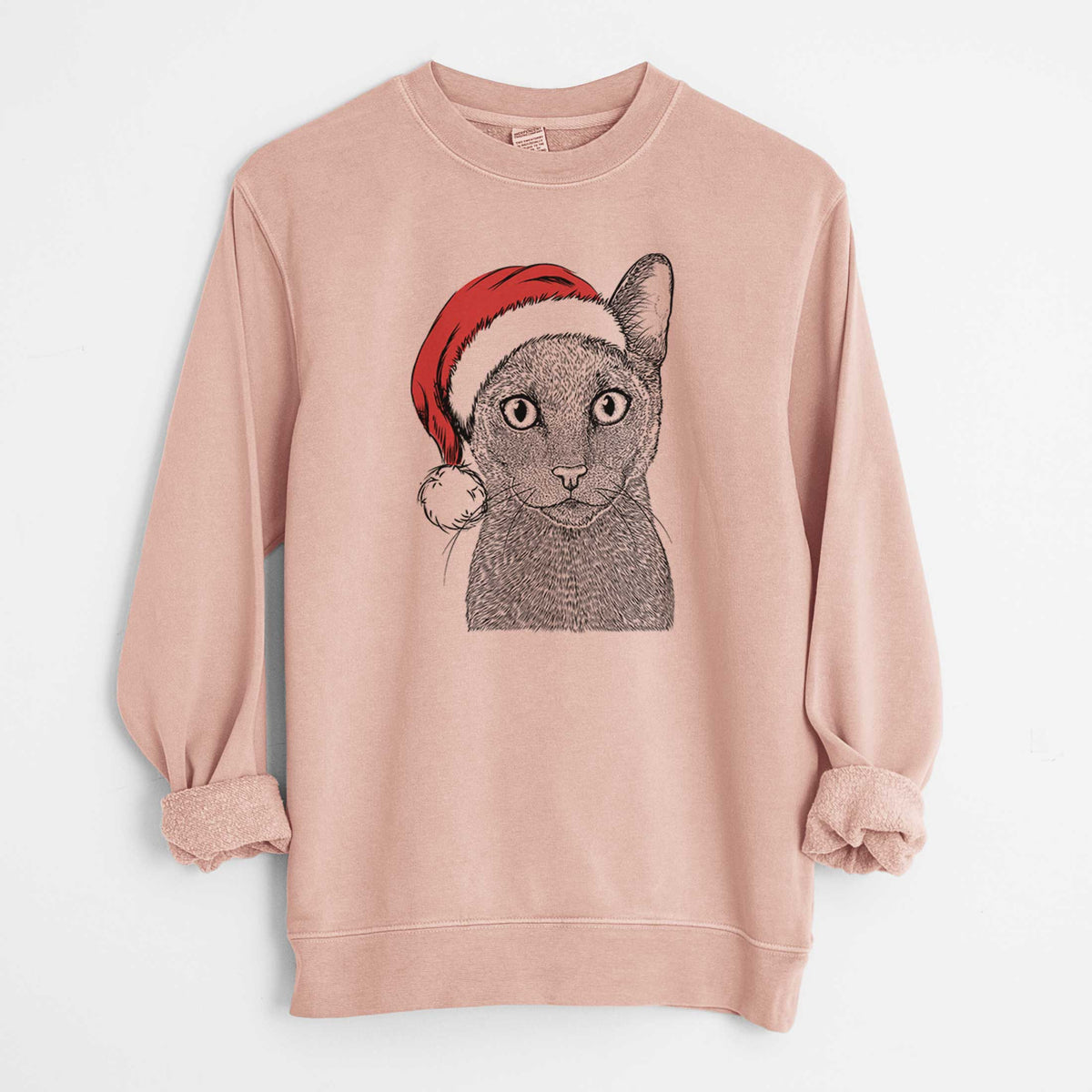 Santa Stanley the Russian Blue Cat - Unisex Pigment Dyed Crew Sweatshirt