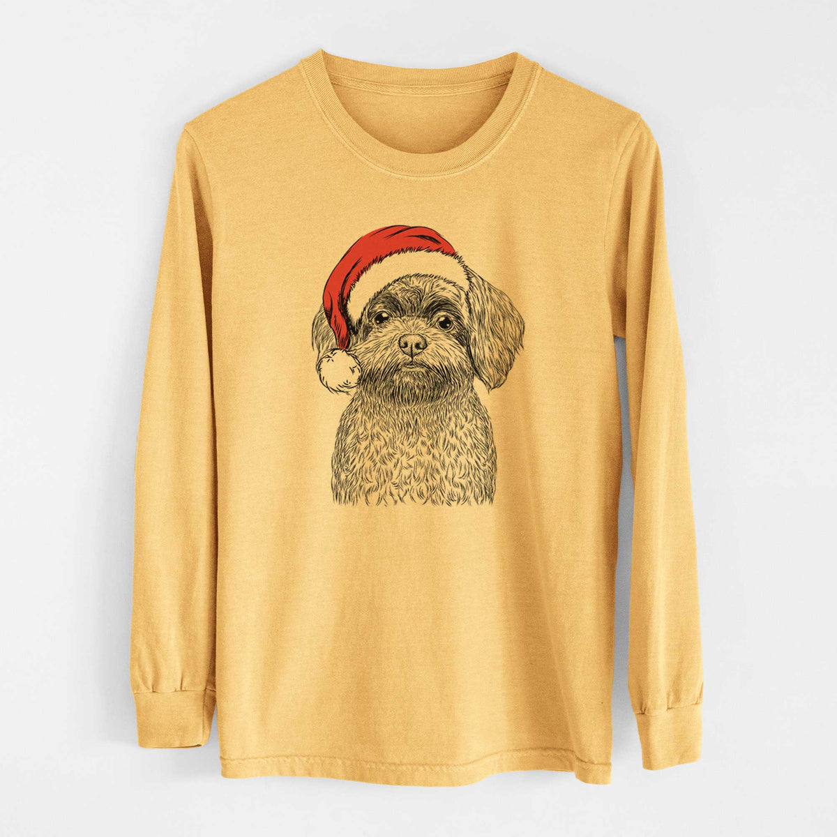 Santa Stella the Shih Tzu Mix - Heavyweight 100% Cotton Long Sleeve