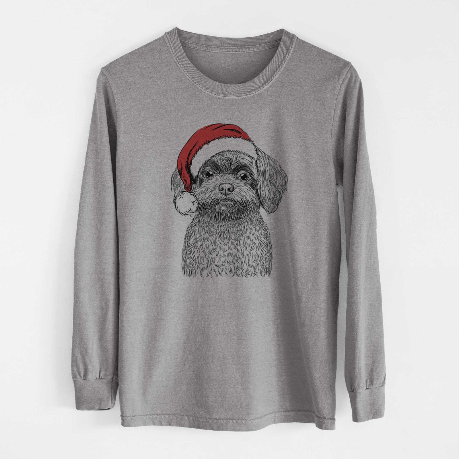 Santa Stella the Shih Tzu Mix - Heavyweight 100% Cotton Long Sleeve