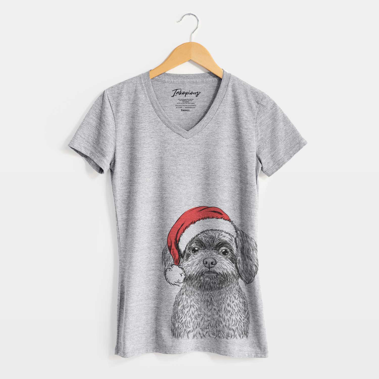 Santa Stella the Shih Tzu Mix - Women's V-neck Shirt