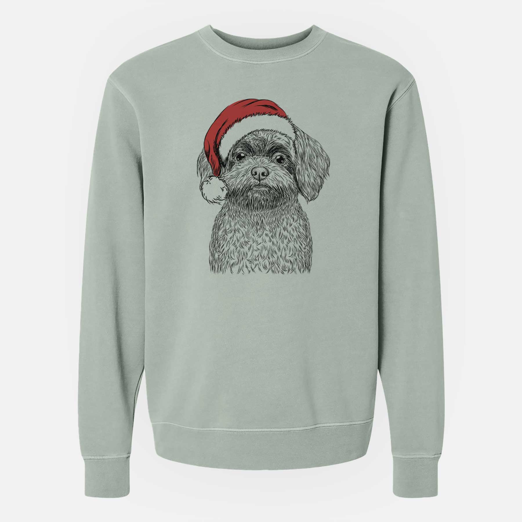 Santa Stella the Shih Tzu Mix - Unisex Pigment Dyed Crew Sweatshirt