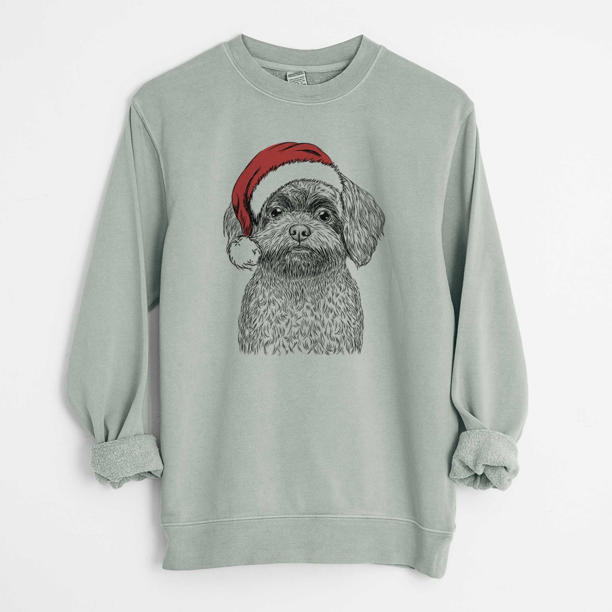 Santa Stella the Shih Tzu Mix - Unisex Pigment Dyed Crew Sweatshirt