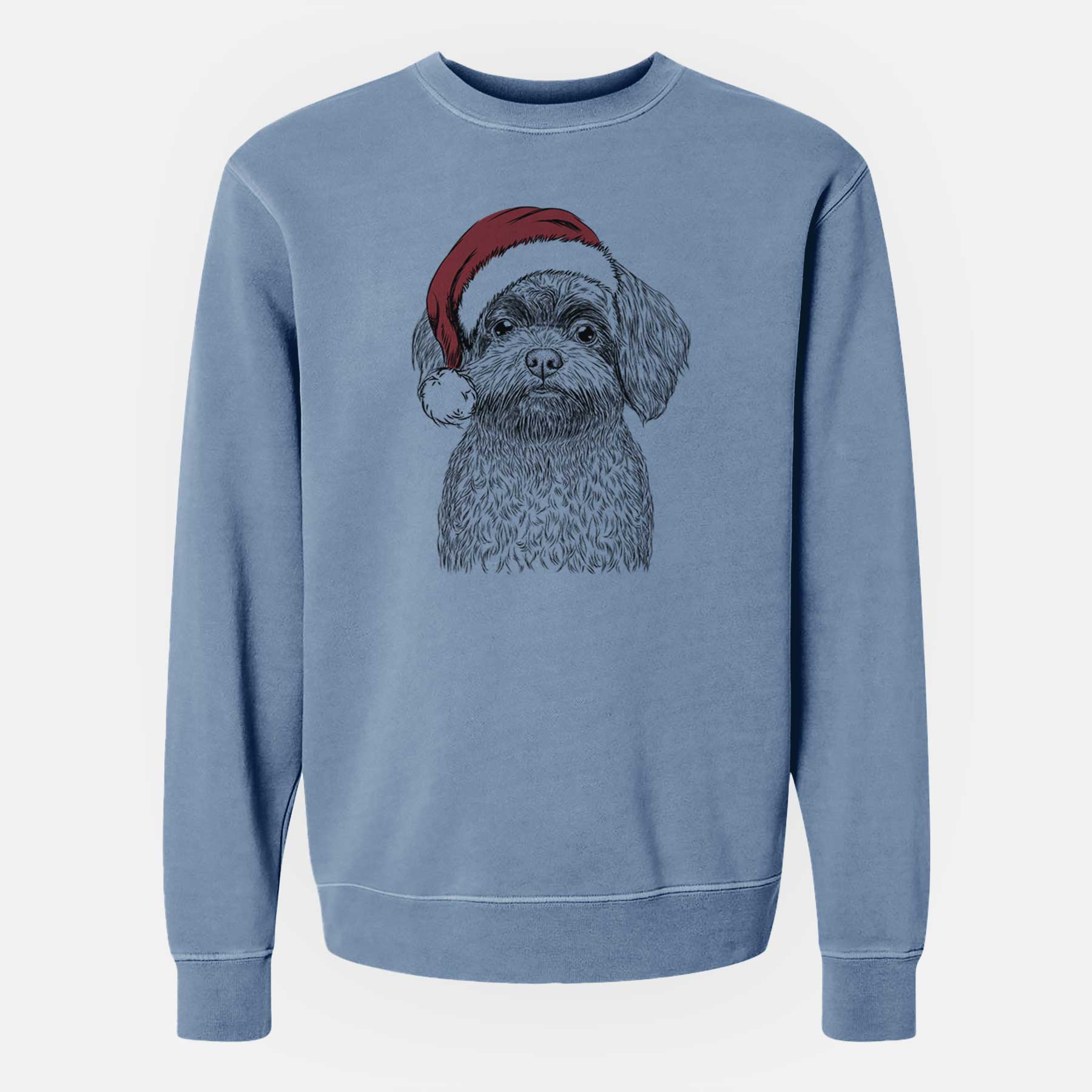 Santa Stella the Shih Tzu Mix - Unisex Pigment Dyed Crew Sweatshirt