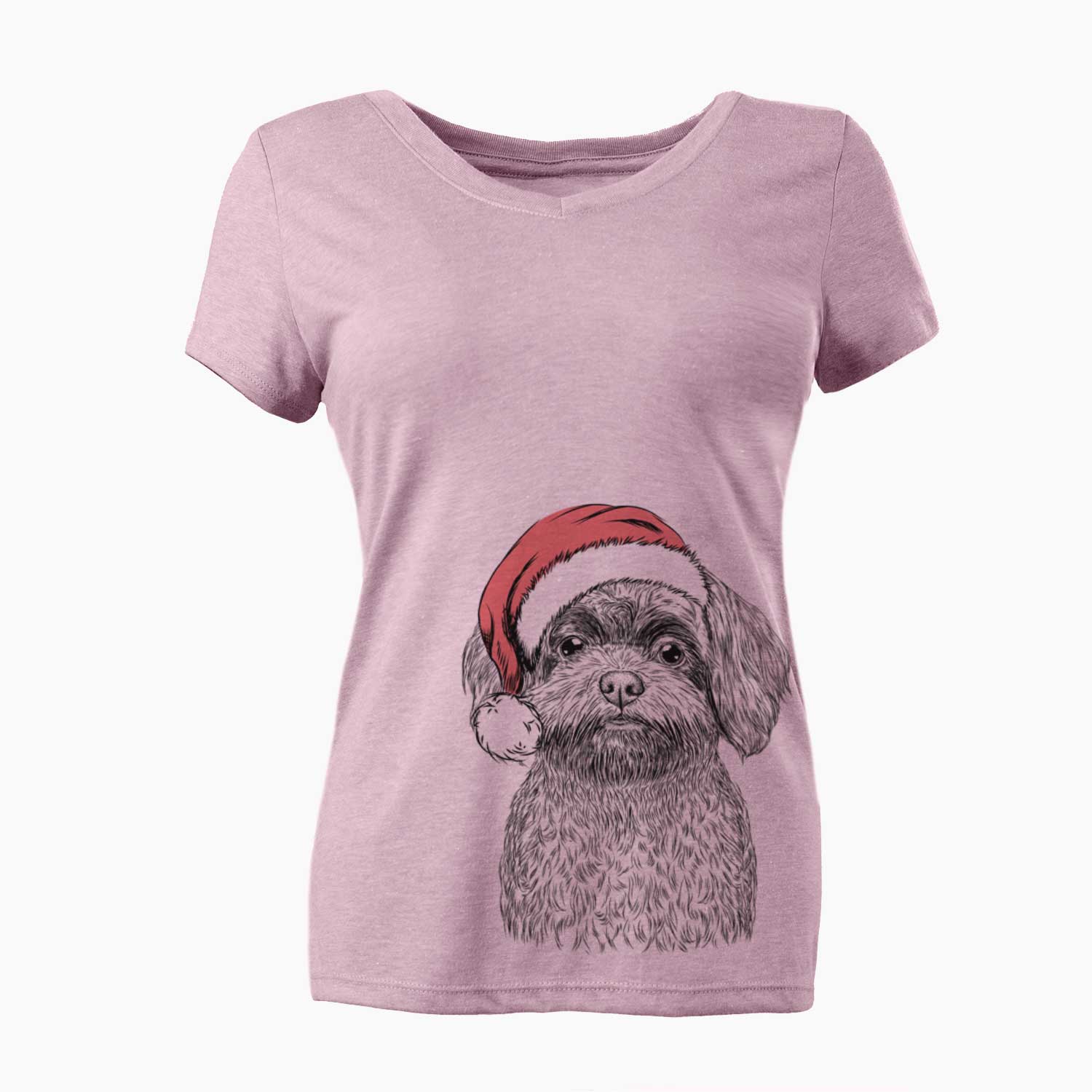 Santa Stella the Shih Tzu Mix - Women's V-neck Shirt