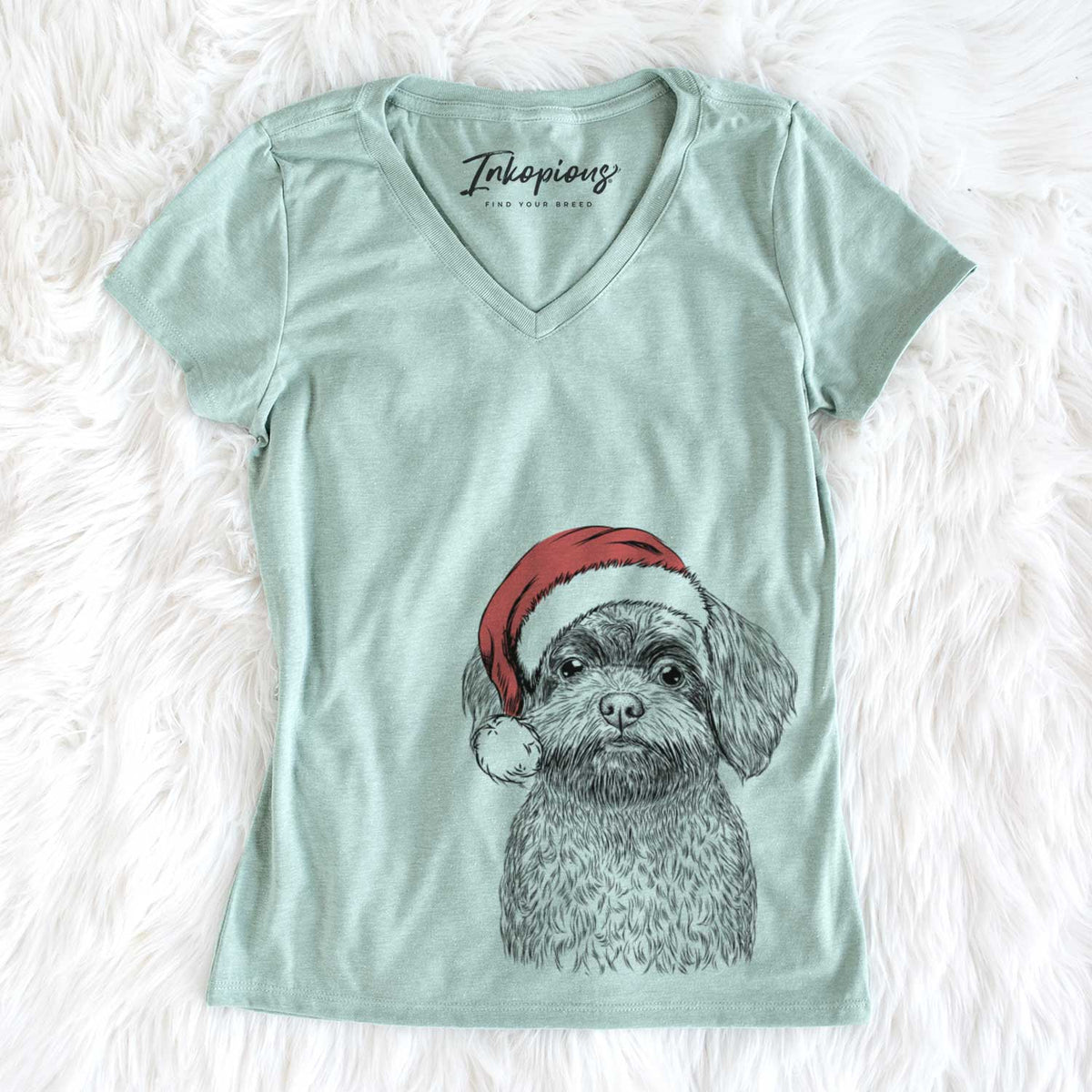 Santa Stella the Shih Tzu Mix - Women&#39;s V-neck Shirt