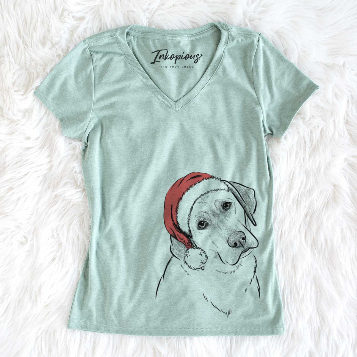 Santa Stella the Yellow Lab - Women&#39;s V-neck Shirt